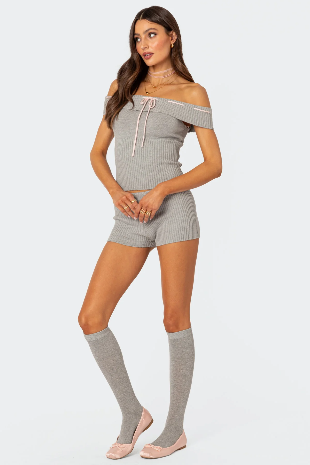 Bow Time Knit Micro Shorts - Image 3