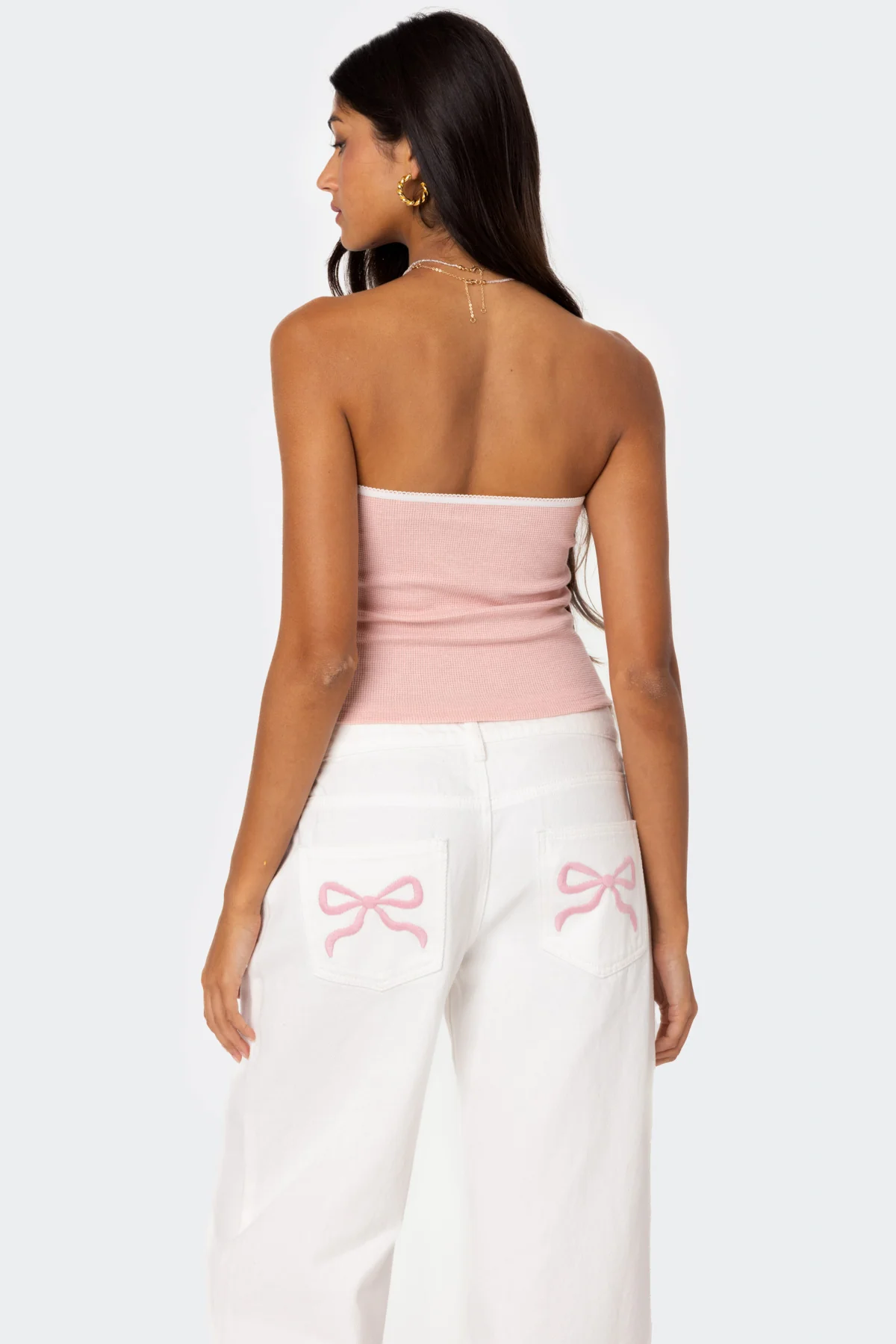 Kacey Strapless Waffle Top - Image 4