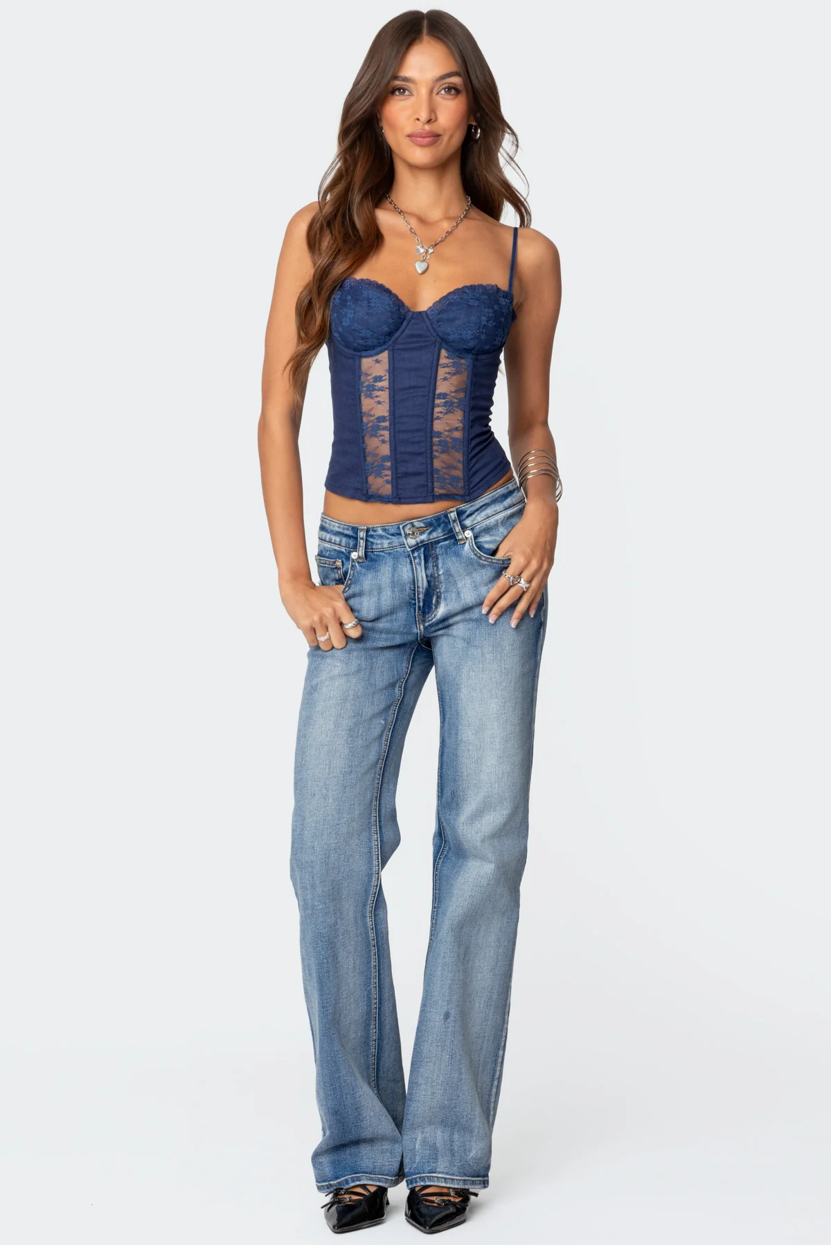 Avena Linen Look Lacey Corset - Image 5