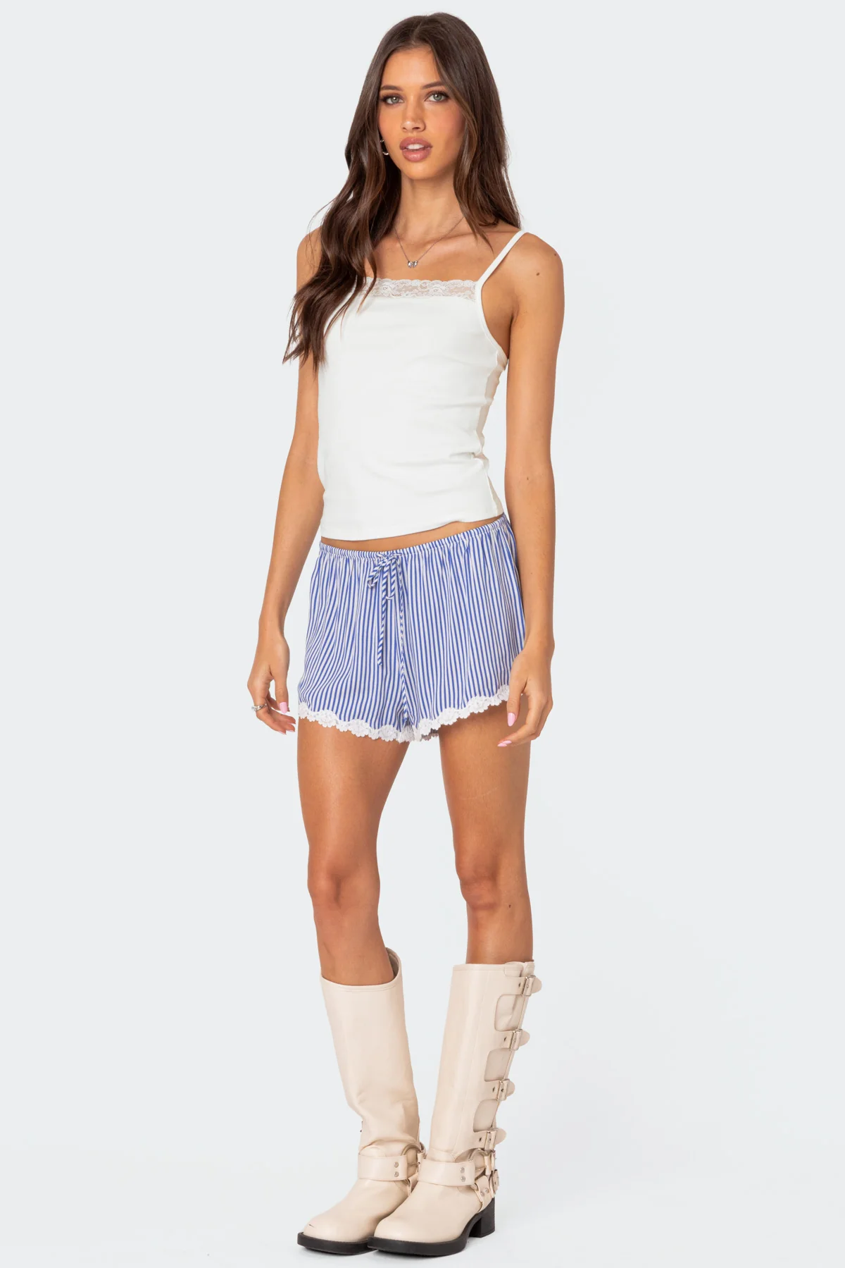 Patty Striped Lace Trim Shorts - Image 3