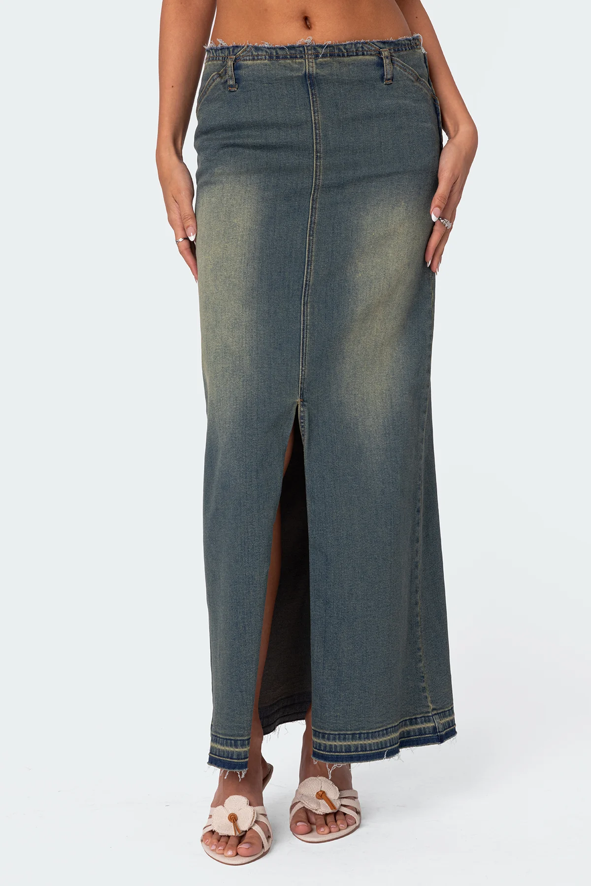 Lexy Washed Denim Maxi Skirt - Image 2
