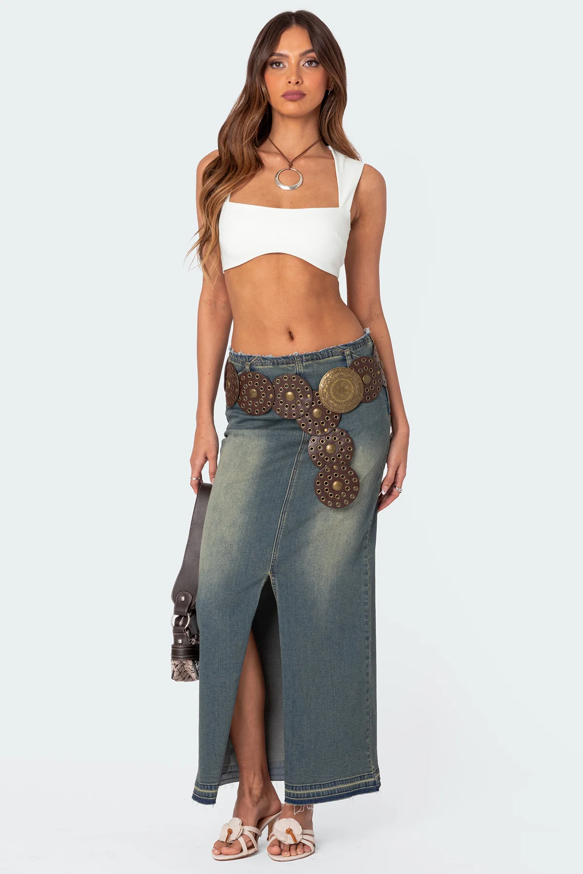Lexy Washed Denim Maxi Skirt - Image 3