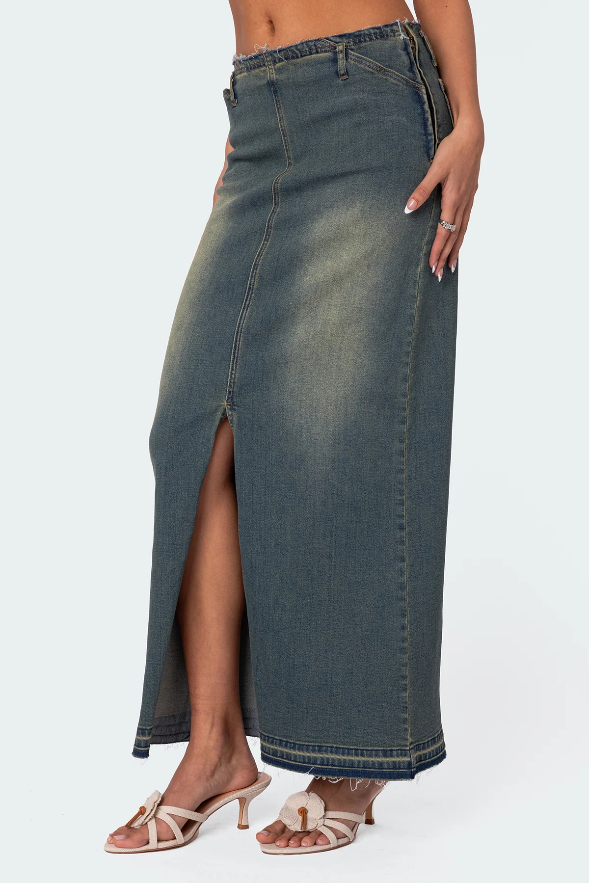 Lexy Washed Denim Maxi Skirt - Image 4