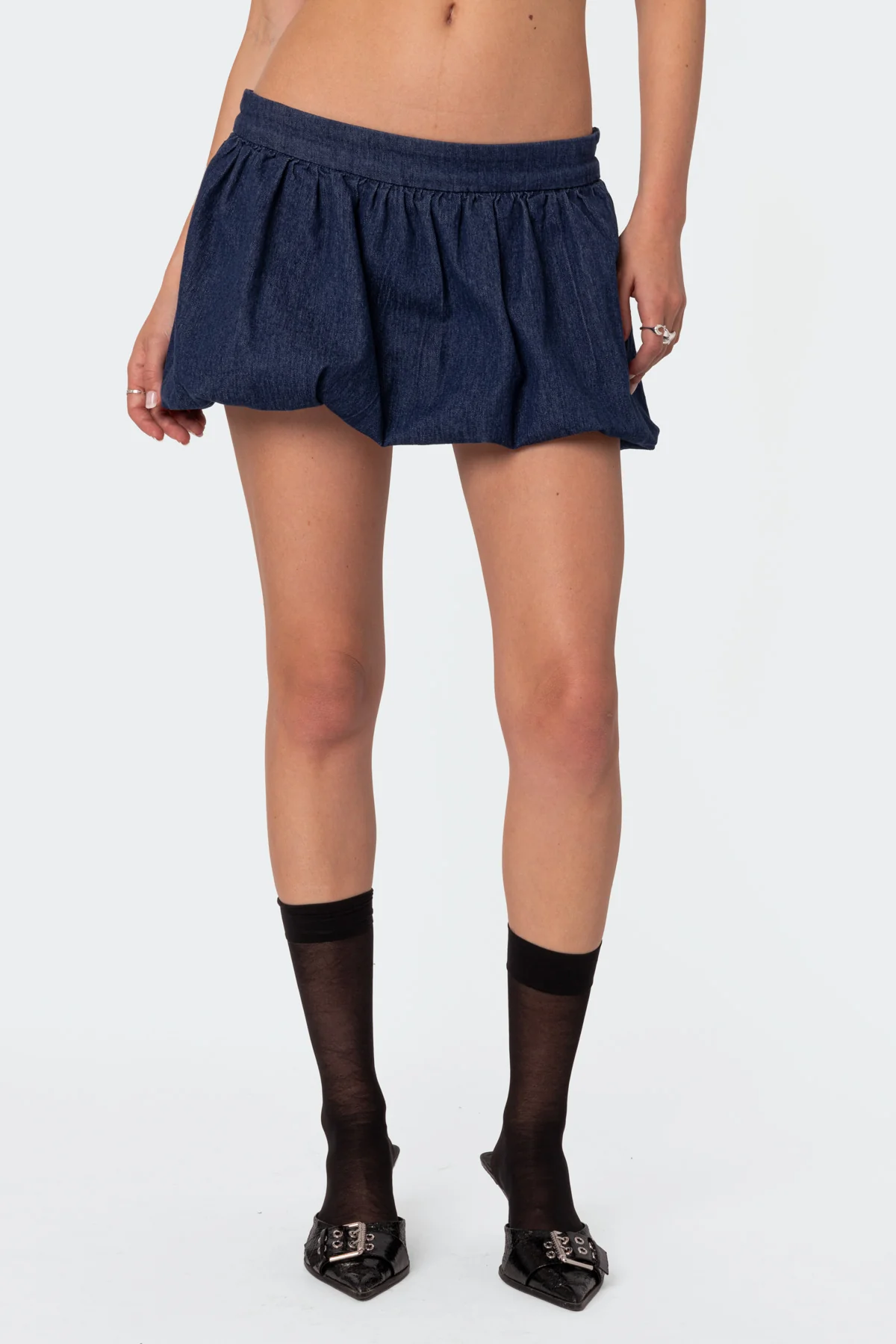 Denim Bubble Micro Skort - Image 2
