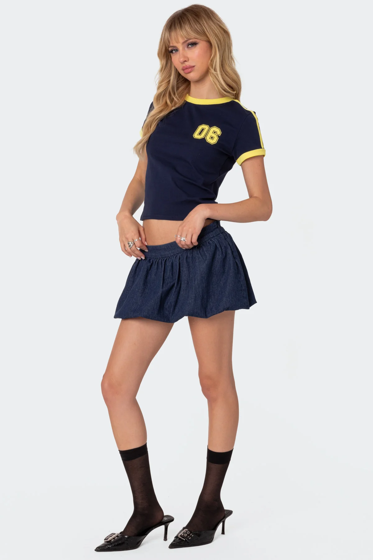 Denim Bubble Micro Skort - Image 3