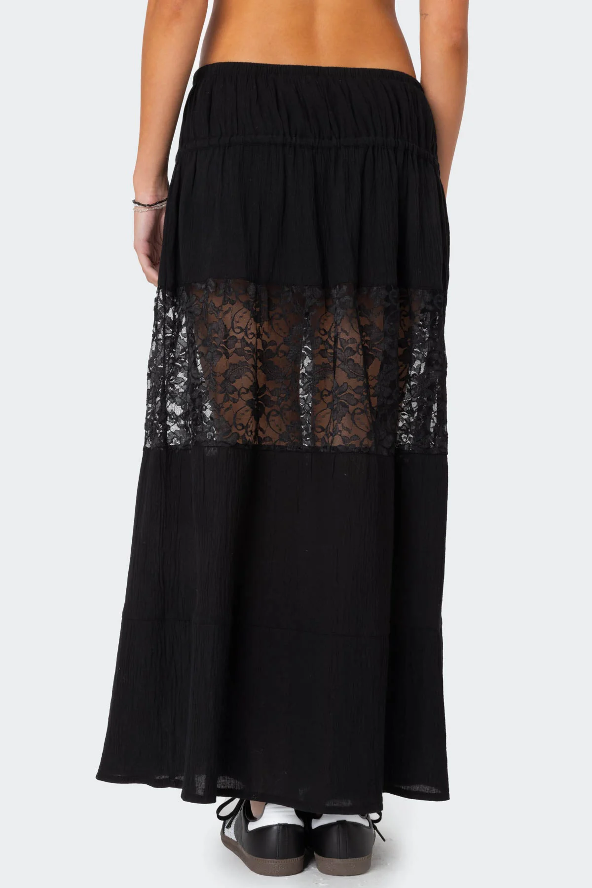 Double Tie Lace Panel Maxi Skirt - Image 4