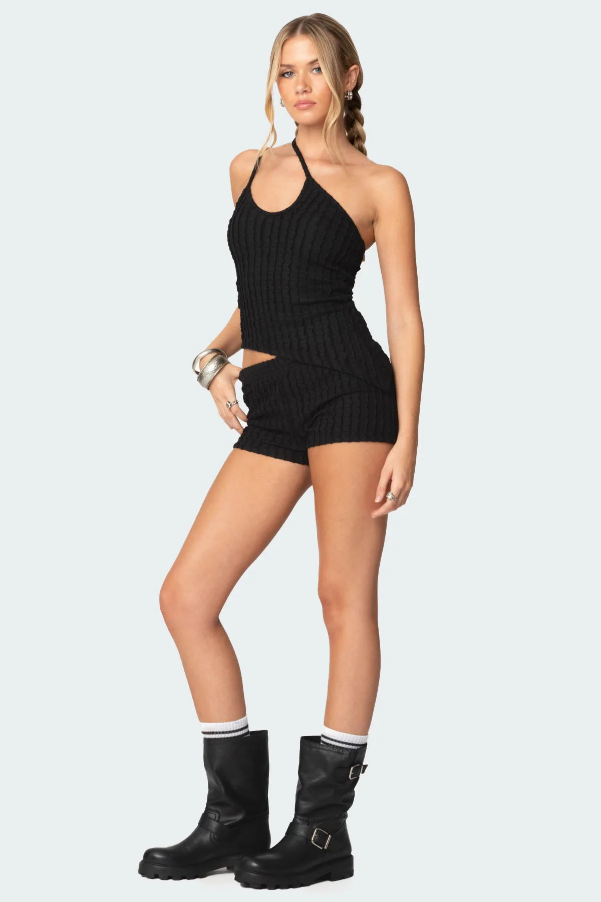 Phoebe Asymmetric Textured Knit Top - Image 4