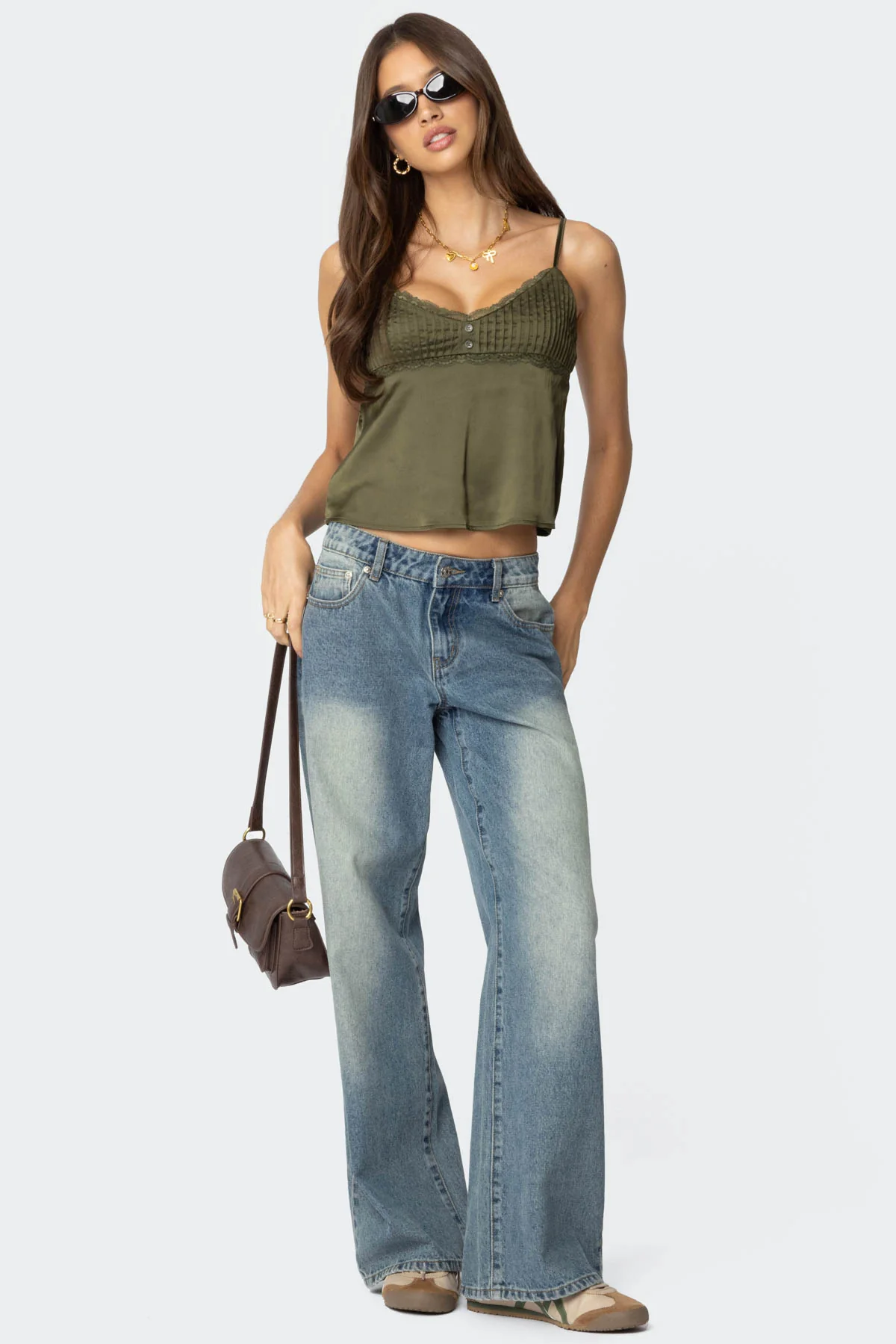 Blanca Satin Effect Lace Trim Tank Top - Image 2