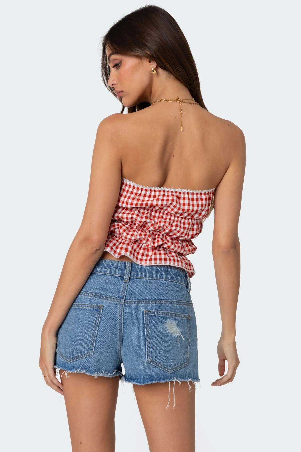 Lanna Gingham Elastic Scrunch Top - Image 4