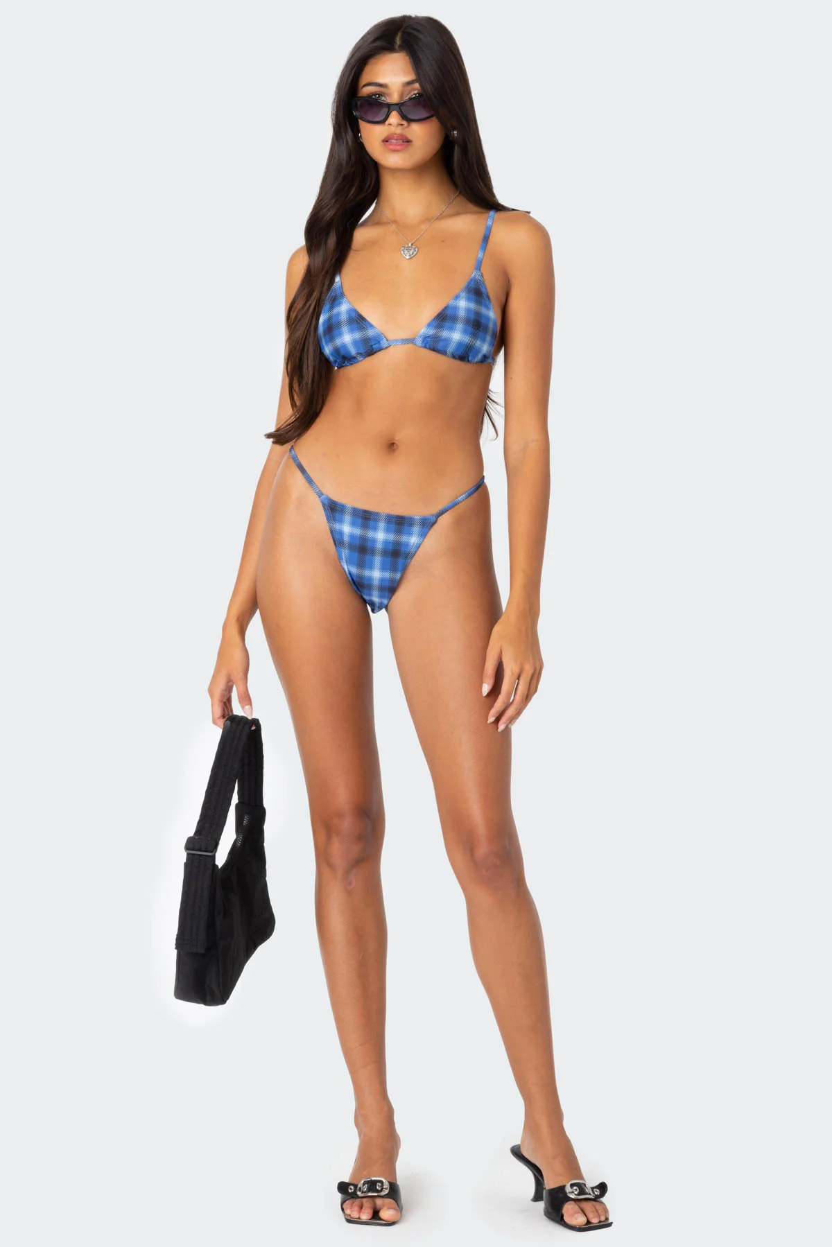 Preppy Plaid Triangle Bikini Top - Image 2