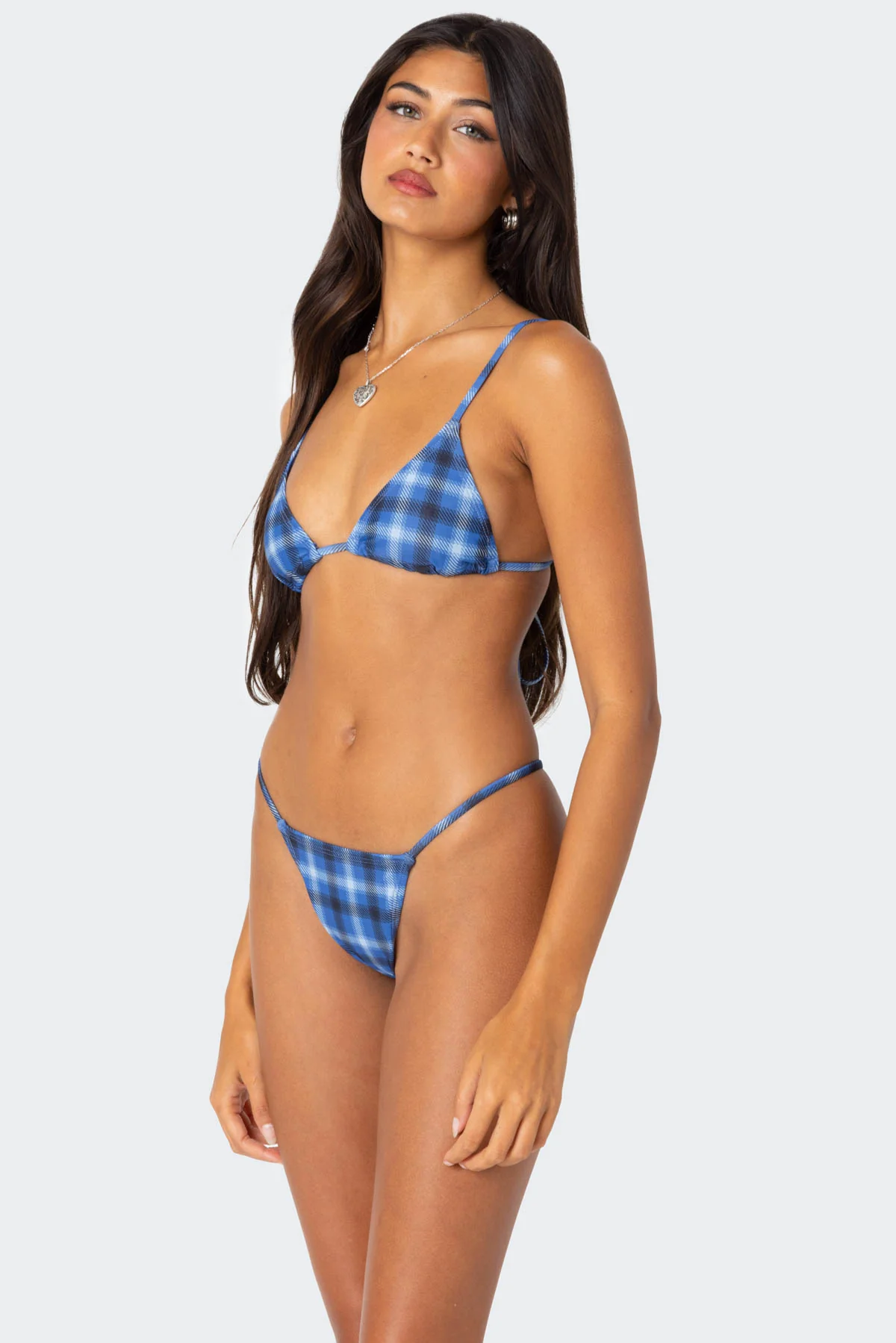 Preppy Plaid Triangle Bikini Top - Image 3
