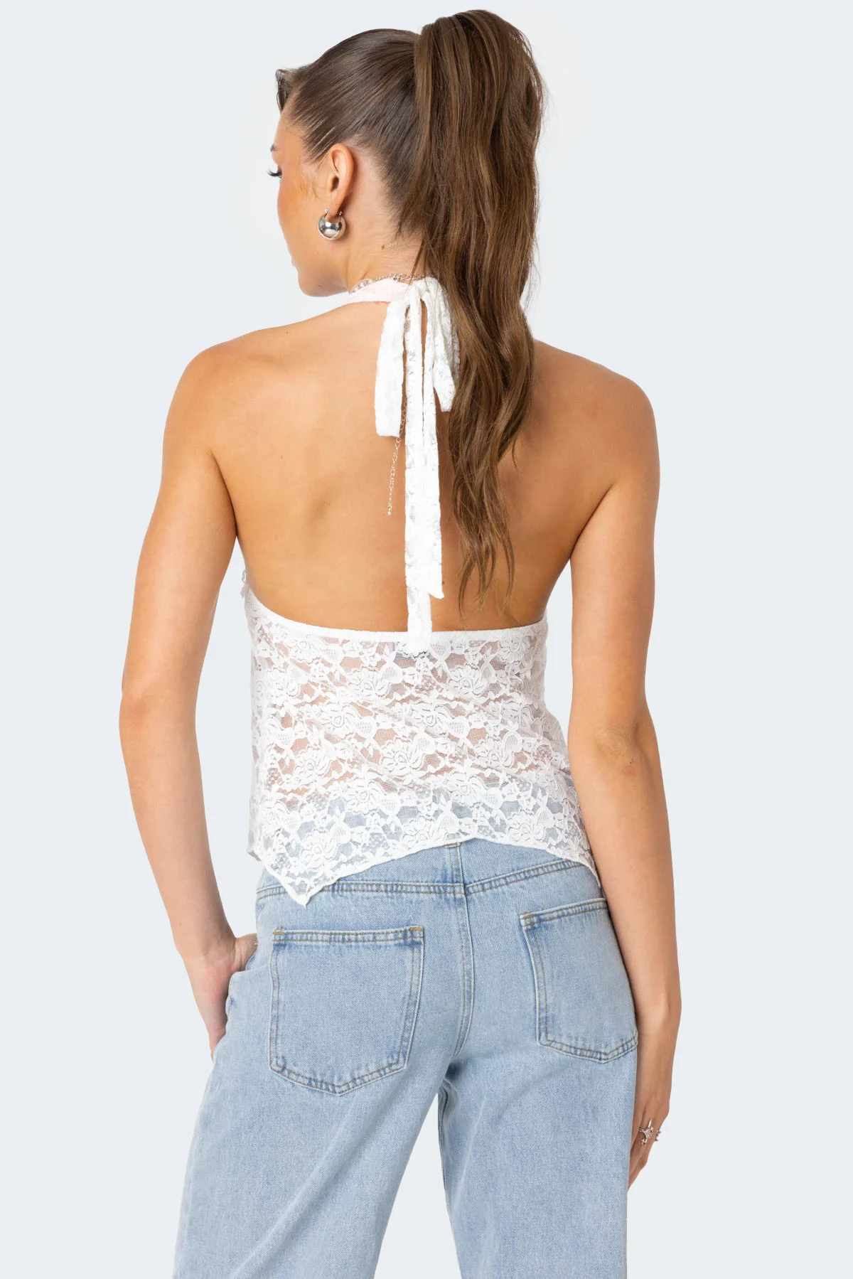 Esme Sheer Lace Halter Top - Image 5