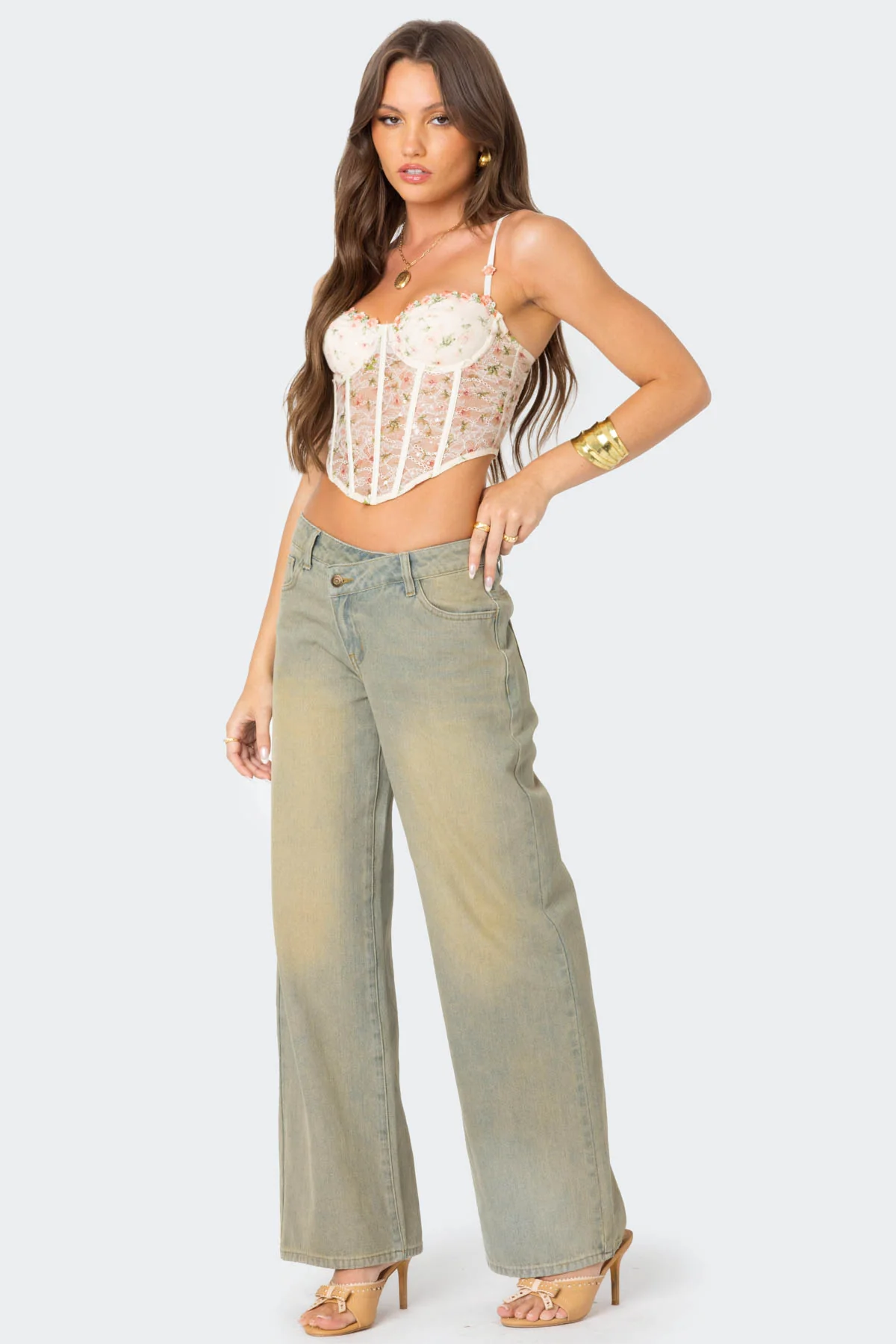 Asymmetric Low Rise Wrap Jeans - Image 3