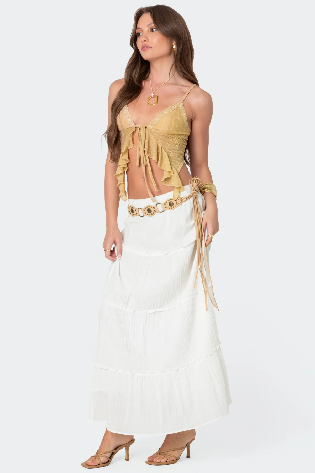 Yola Embroidered Tie Front Top - Image 4
