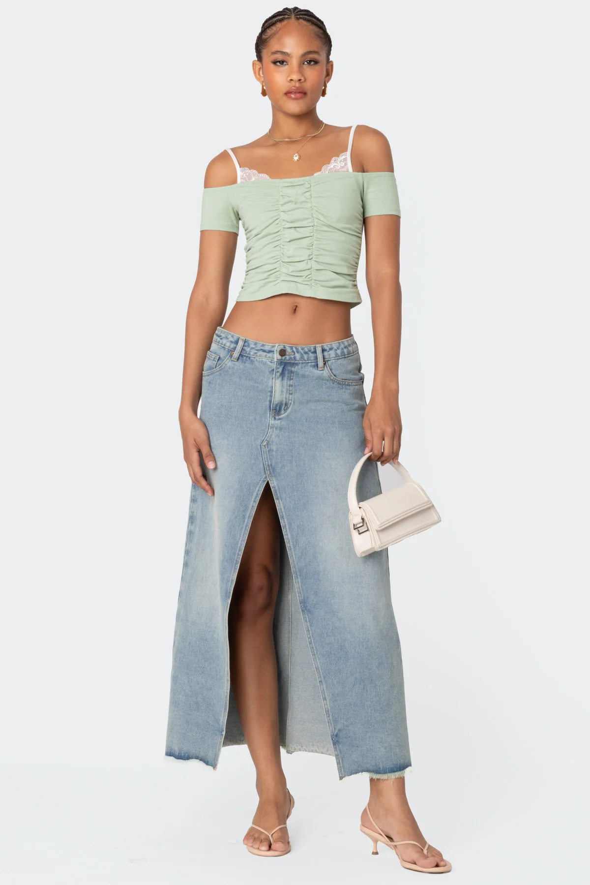 Peeking Lace Ruched Top - Image 2