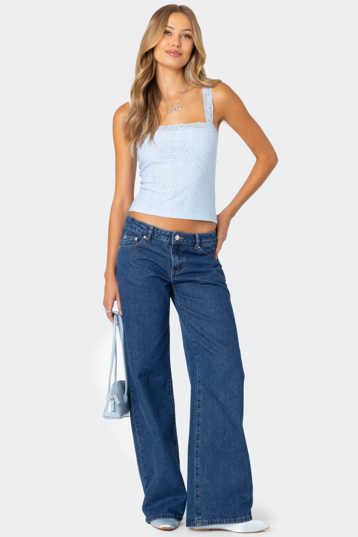 Virginia Lace Trim Eyelet Tank Top - Image 4