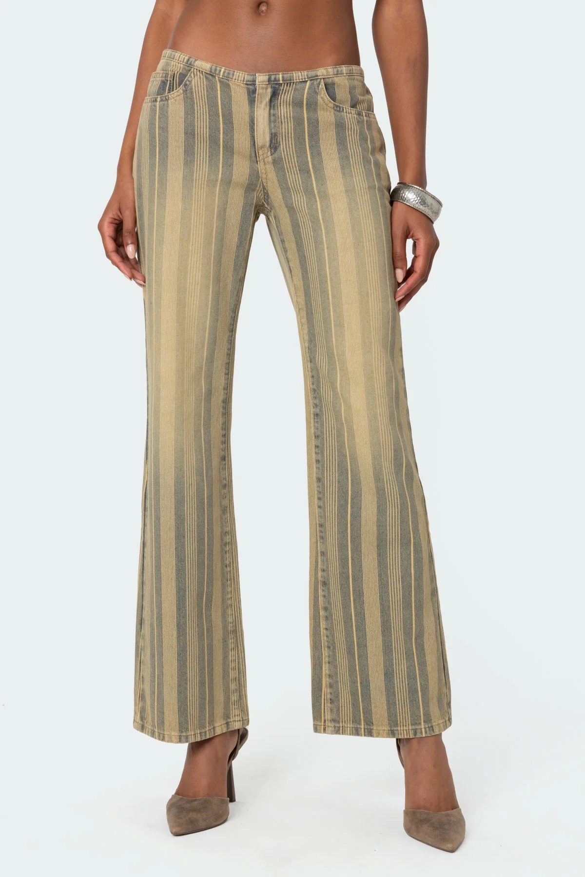 Eternity Pinstripe Low Rise Flared Jeans - Image 2