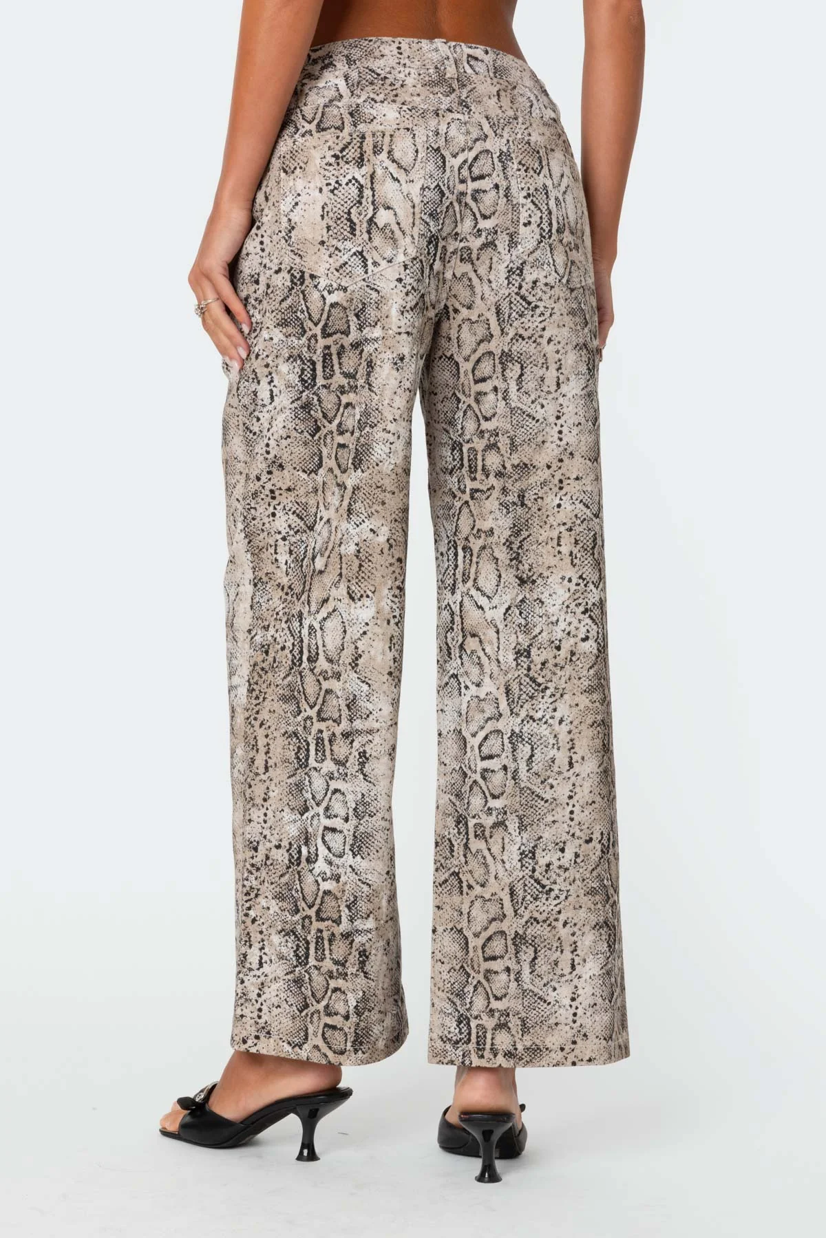 Snakeskin Printed Low Rise Baggy Jeans - Image 5