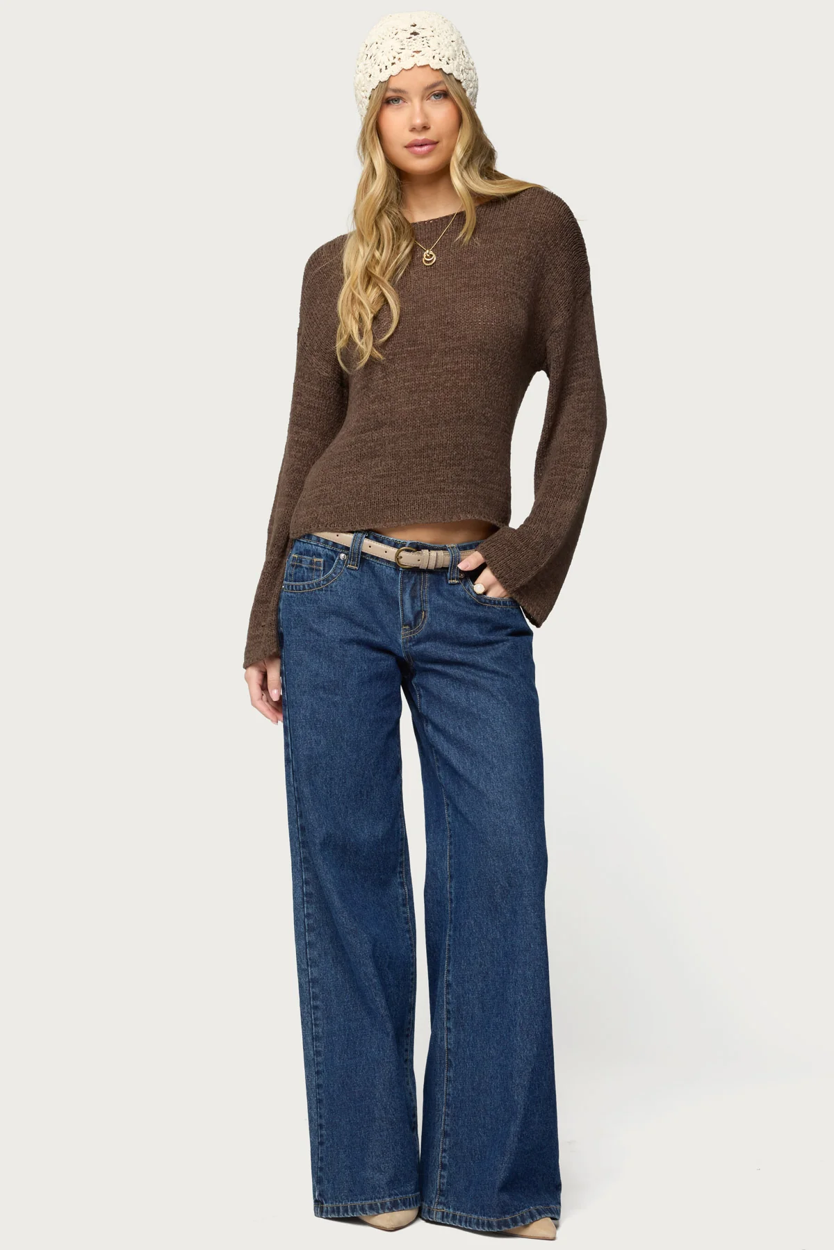 Drop Shoulder Light Knit Sweater - Image 5