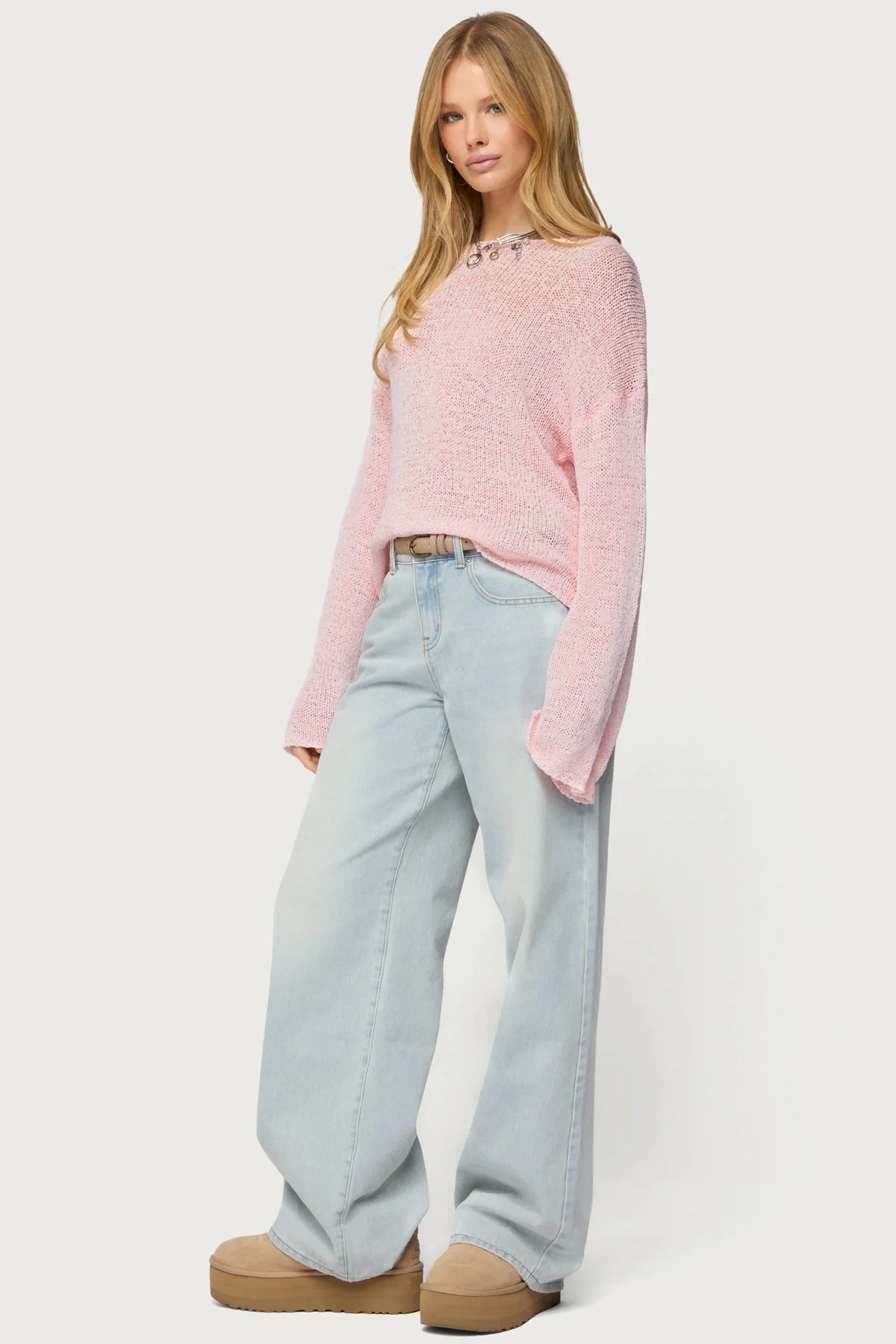 Drop Shoulder Light Knit Sweater - Image 4