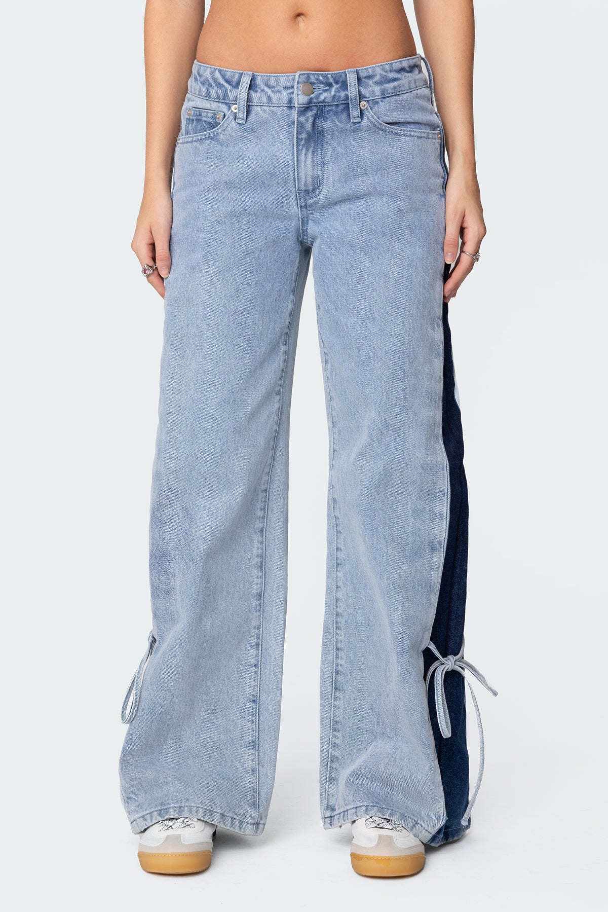 Contrast Split Washed Low Rise Bootcut Jeans - Image 2