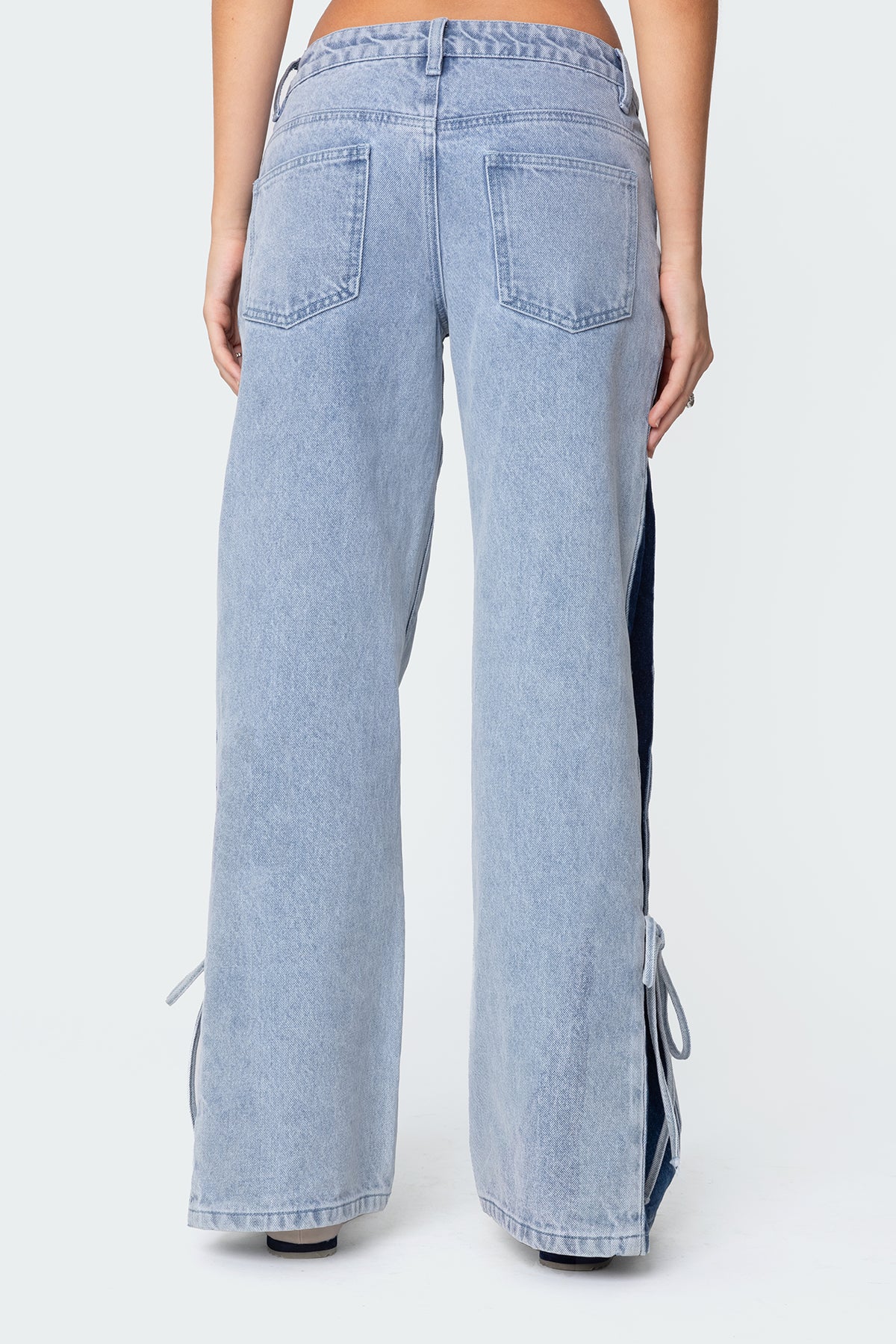 Contrast Split Washed Low Rise Bootcut Jeans - Image 5