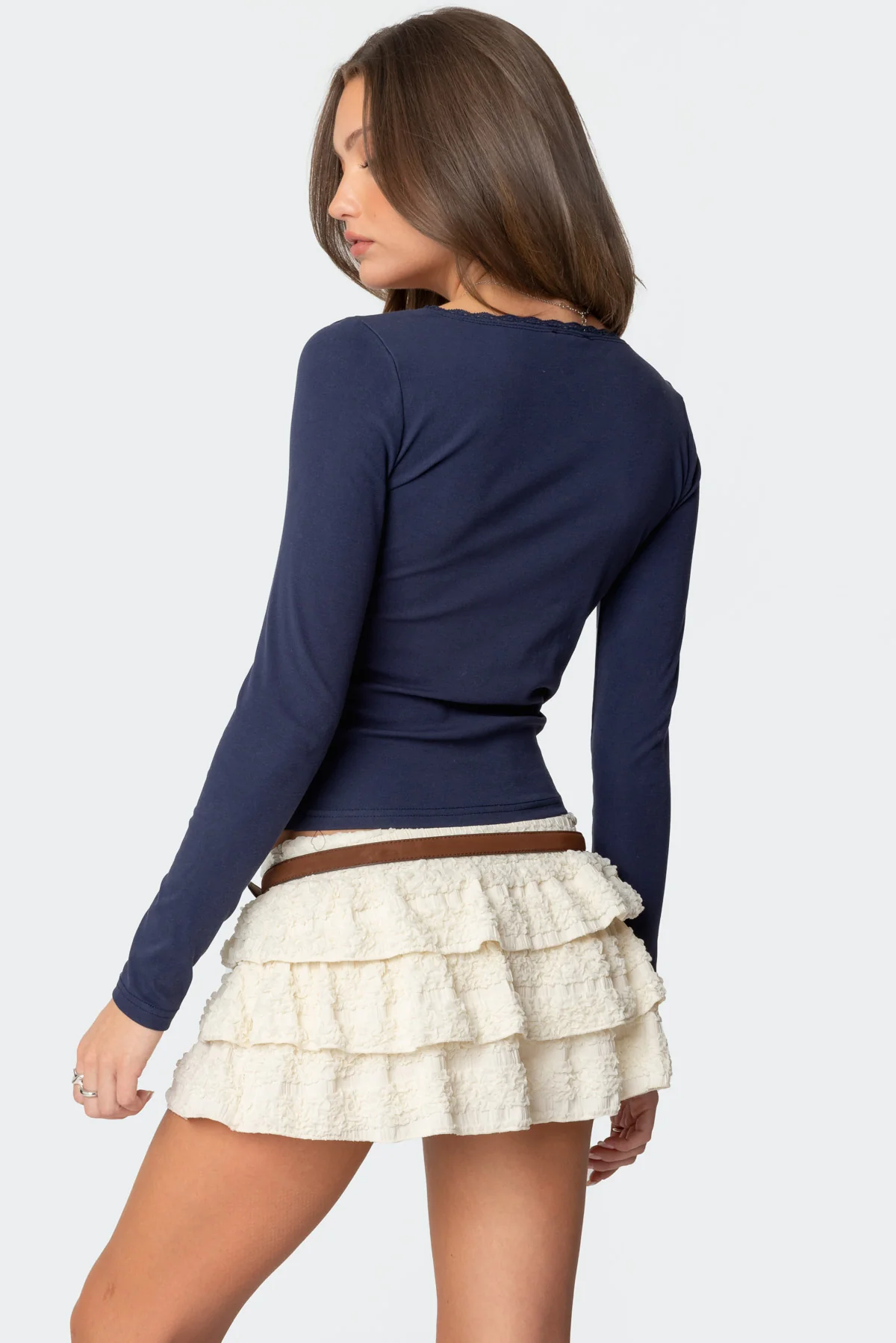Mora Lace Trim Ribbed T Shirt - Image 5
