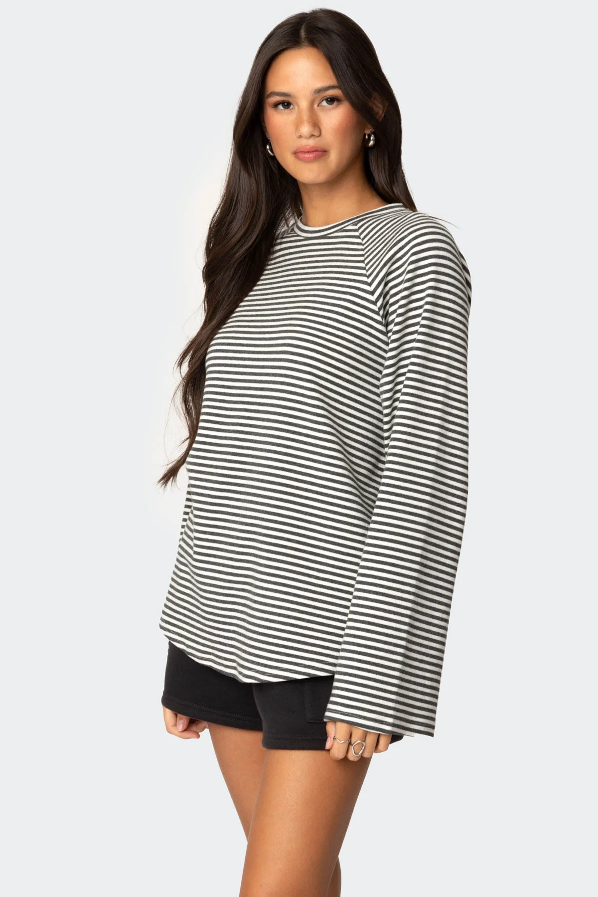 Stripey Oversized Bell Sleeve Top - Image 3