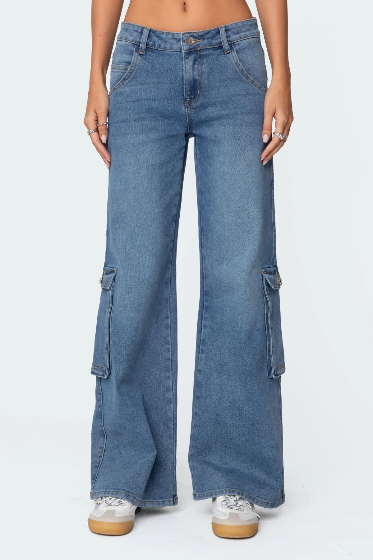 Lunar Mid Rise Wide Leg Cargo Jeans - Image 2