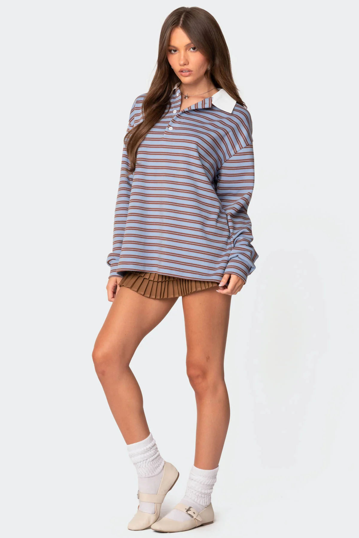 Stripey Oversized Collared Shirt - Image 4