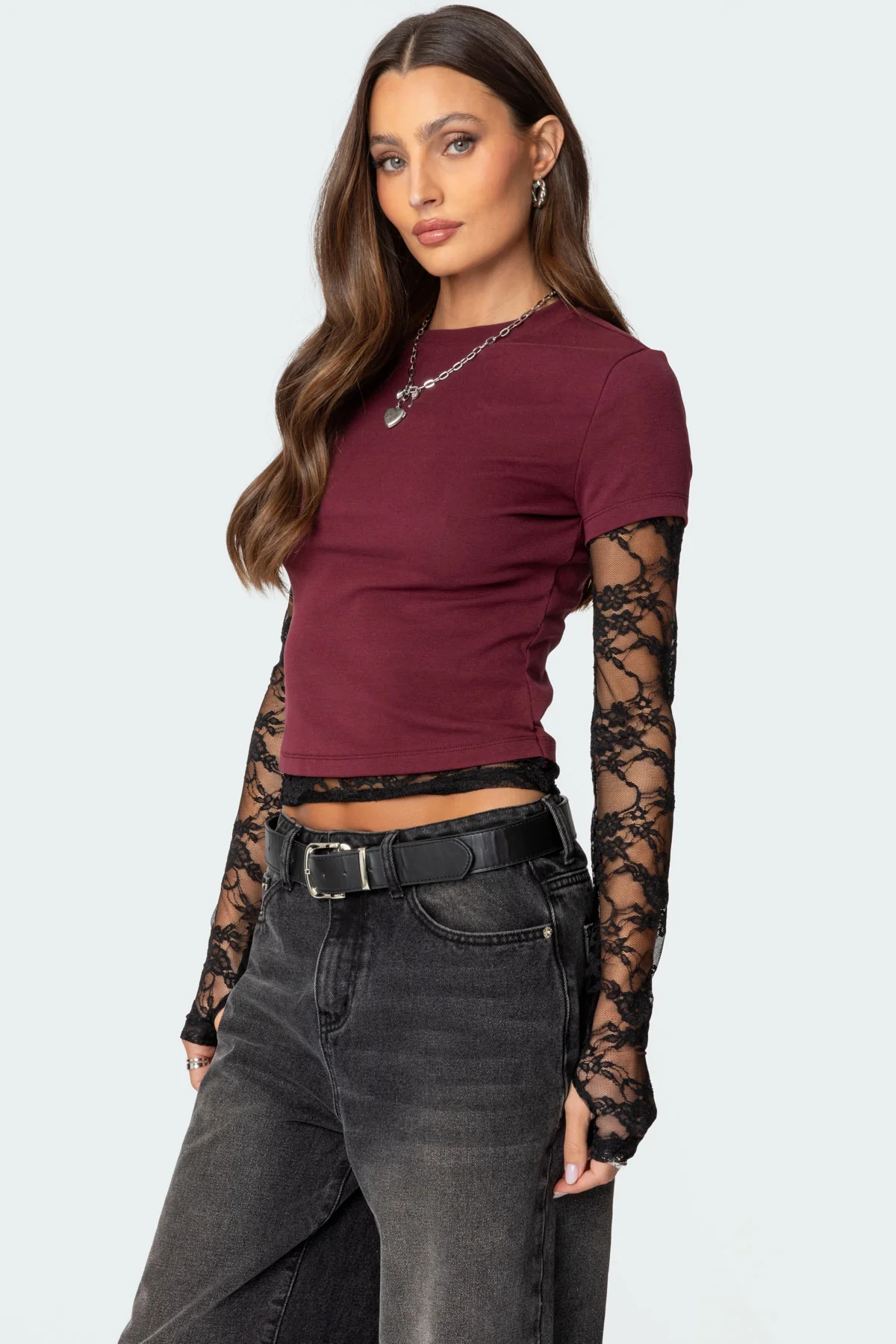 Layered Lace Sleeve Top - Image 3