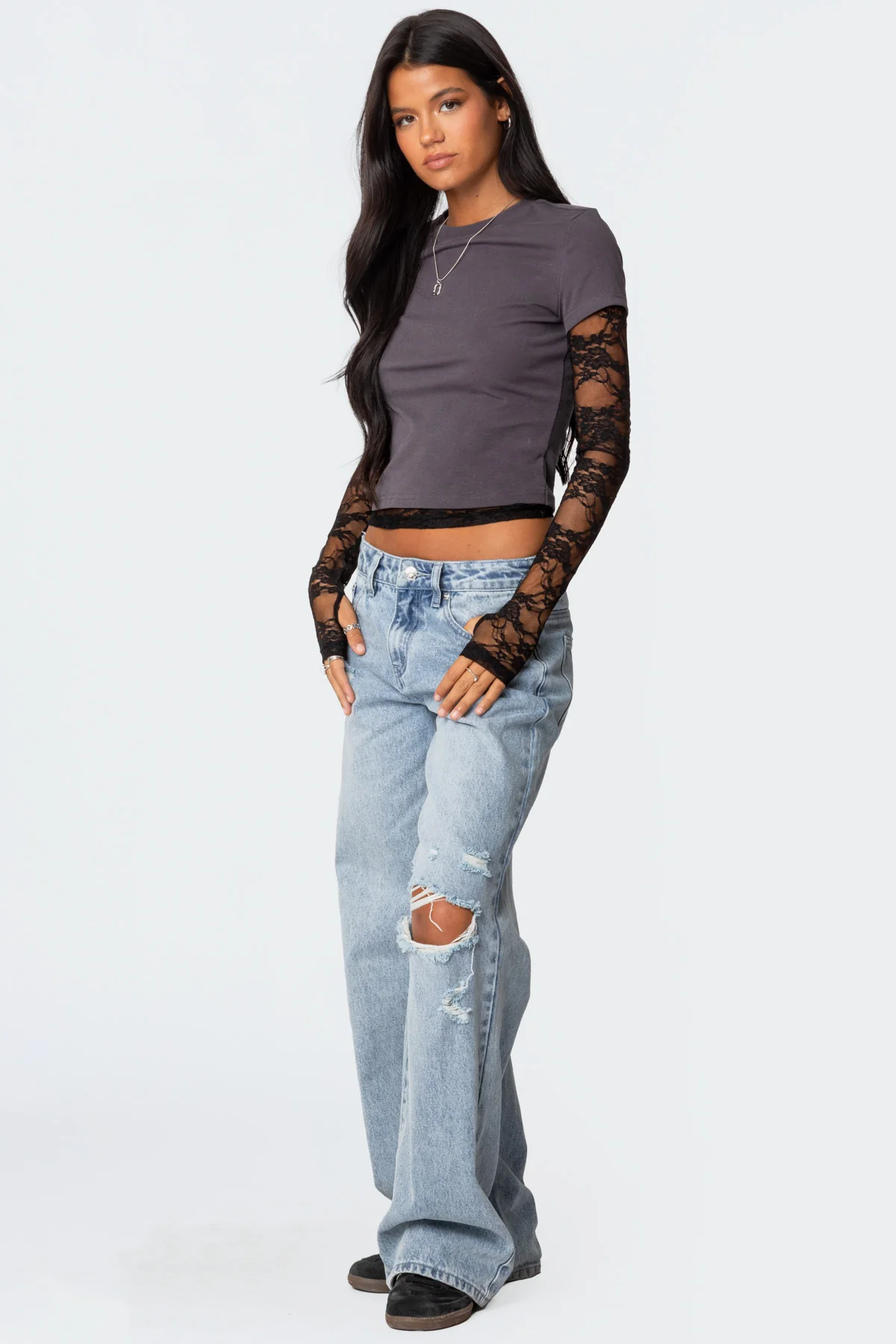 Layered Lace Sleeve Top - Image 4