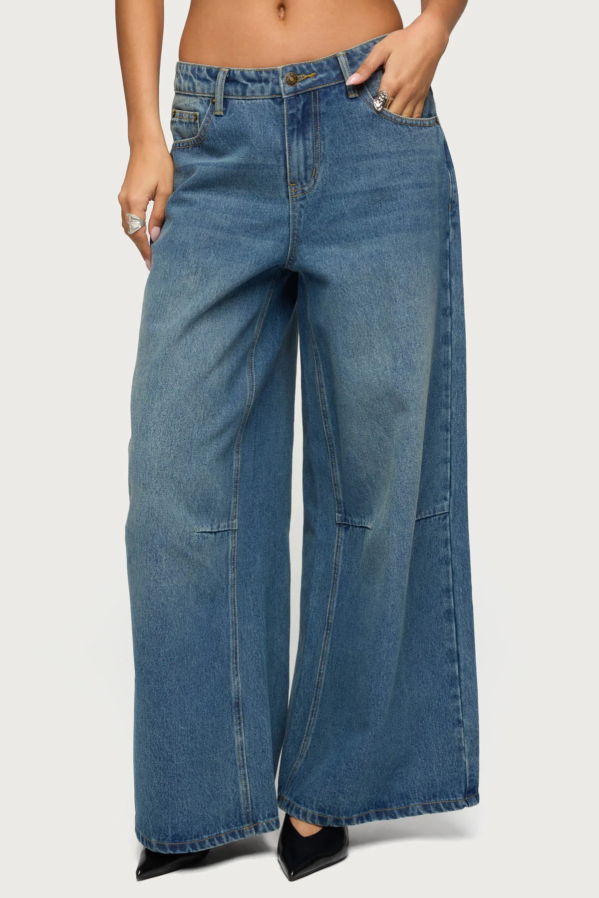 Skater Girl Washed Low Rise Baggy Jeans - Image 2