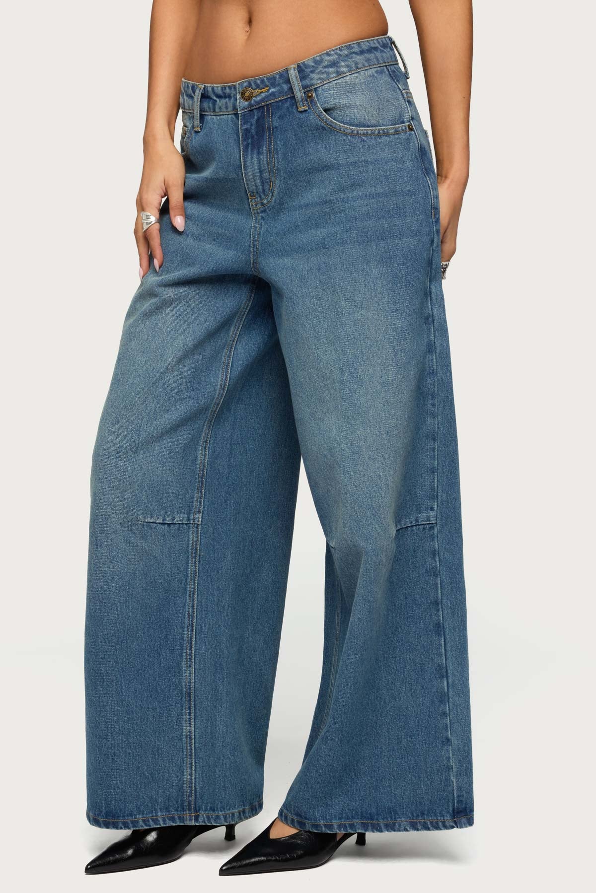 Skater Girl Washed Low Rise Baggy Jeans - Image 3
