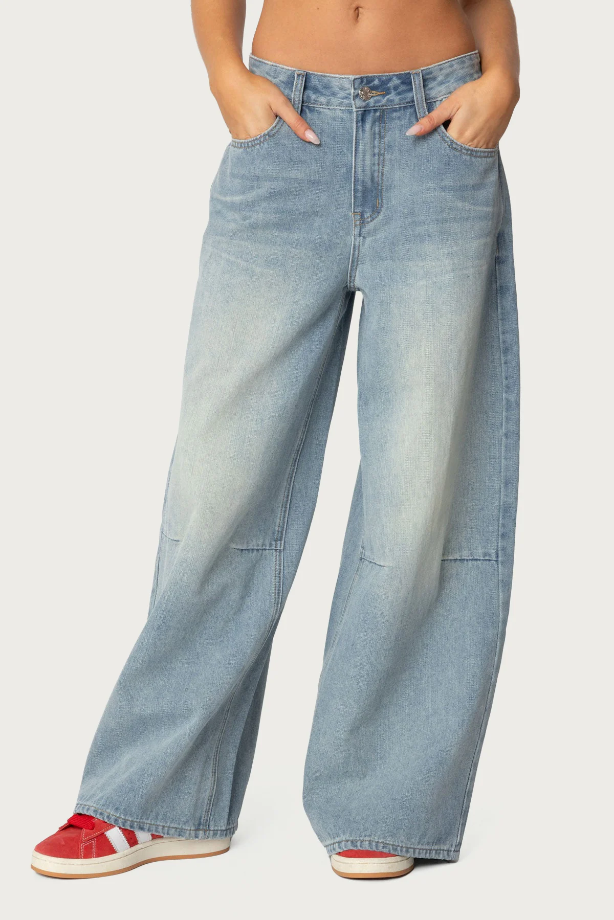 Skater Girl Washed Low Rise Baggy Jeans - Image 2