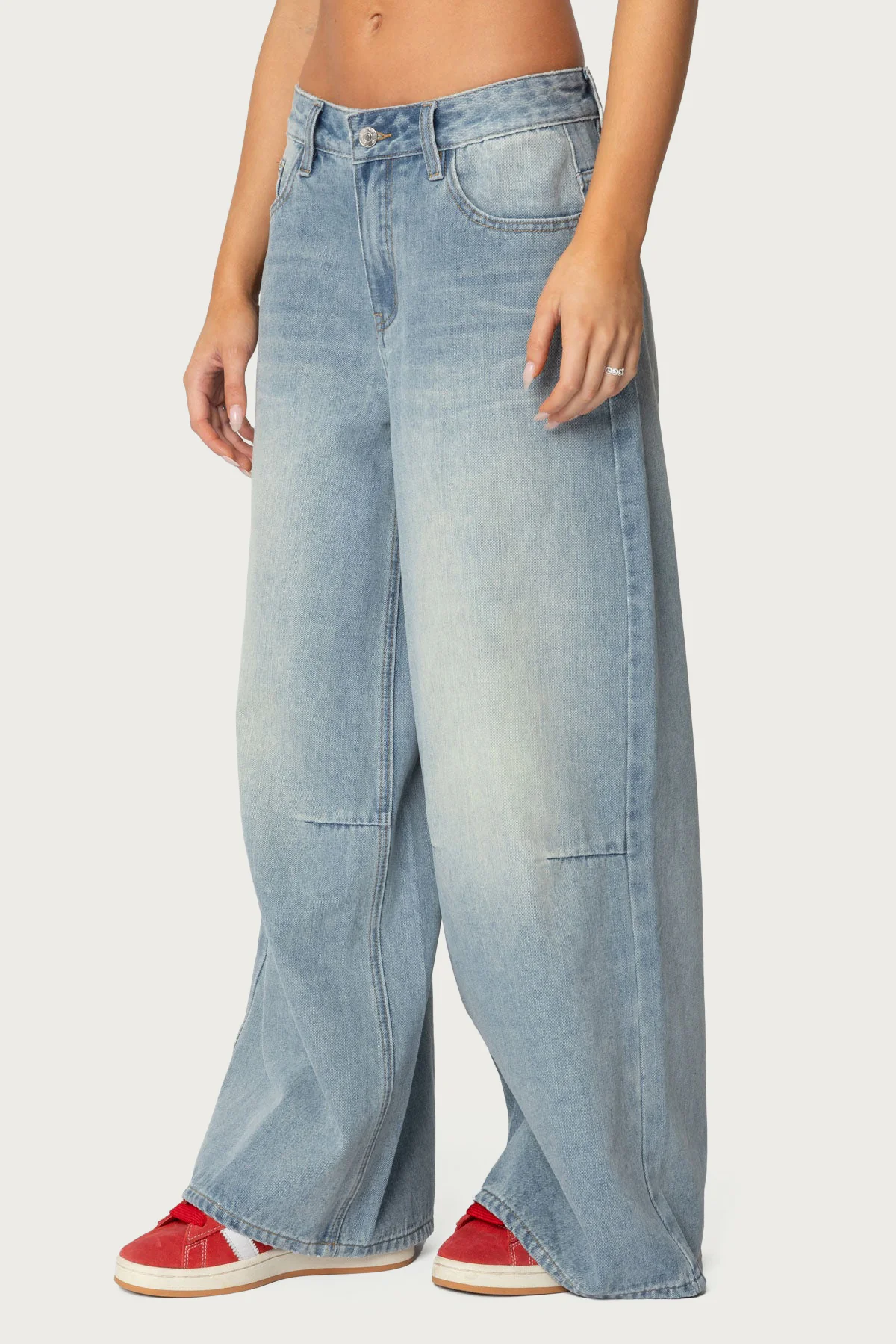 Skater Girl Washed Low Rise Baggy Jeans - Image 3