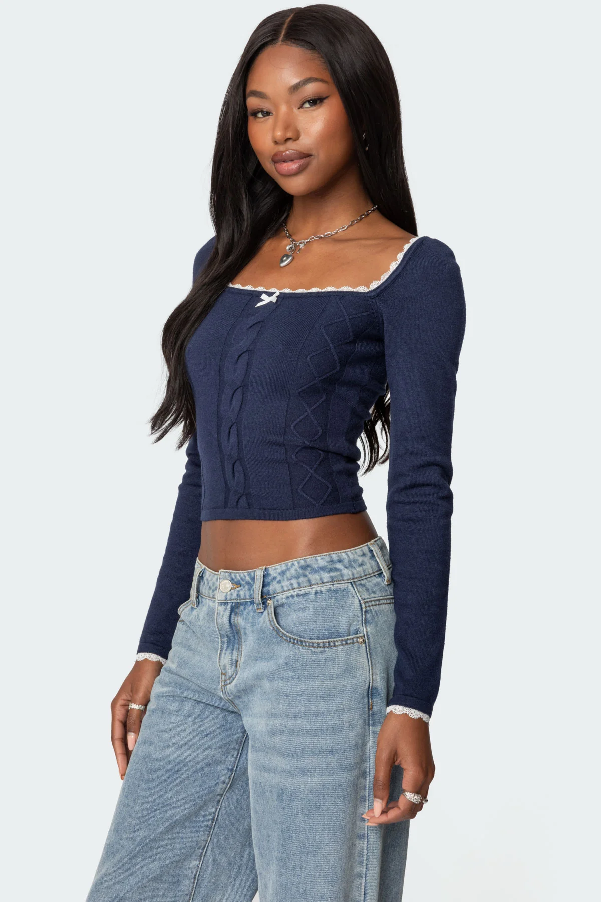 Ansley Lacey Cable Knit Top - Image 3