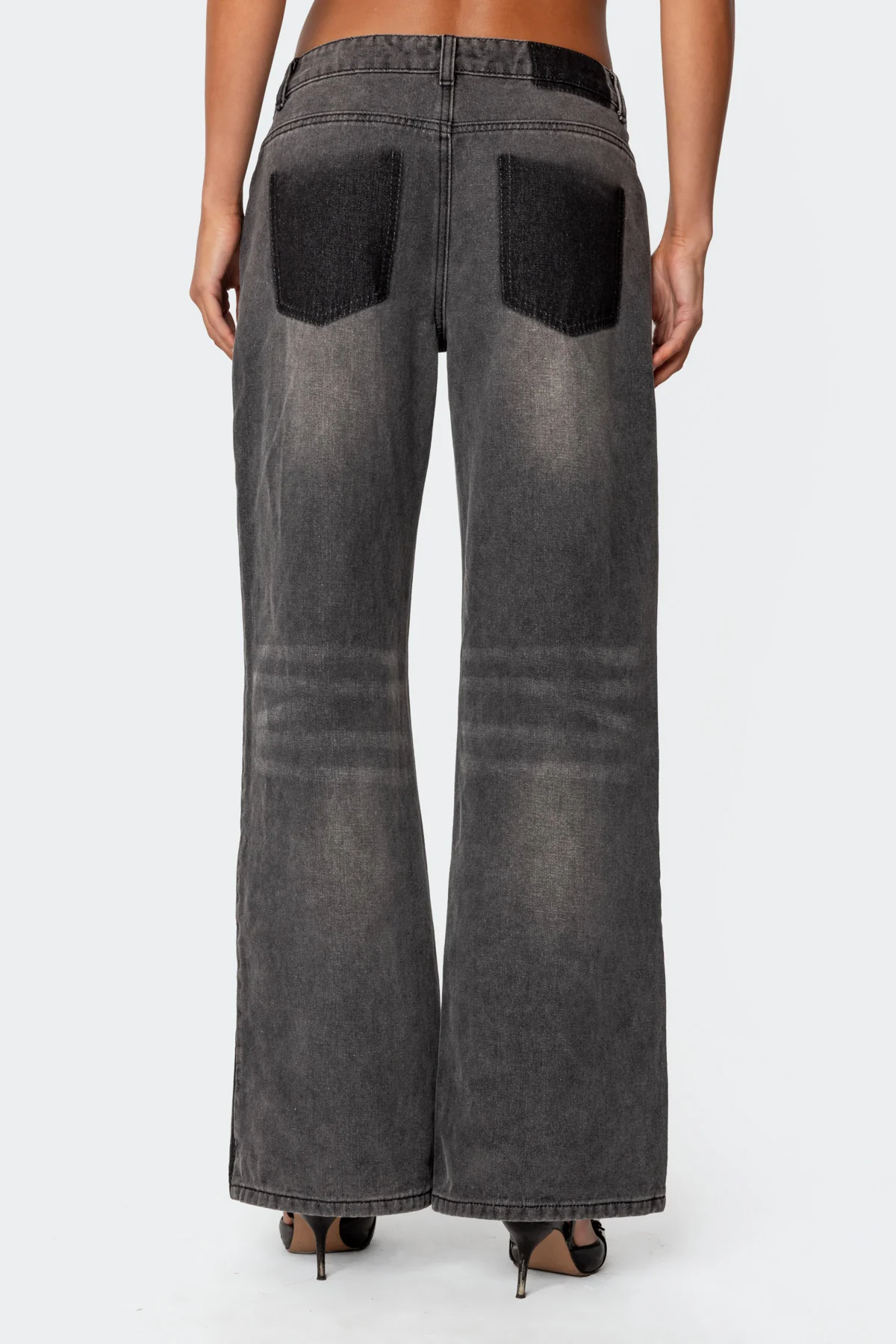 Contrast Pocket Washed Low Rise Baggy Jeans - Image 5
