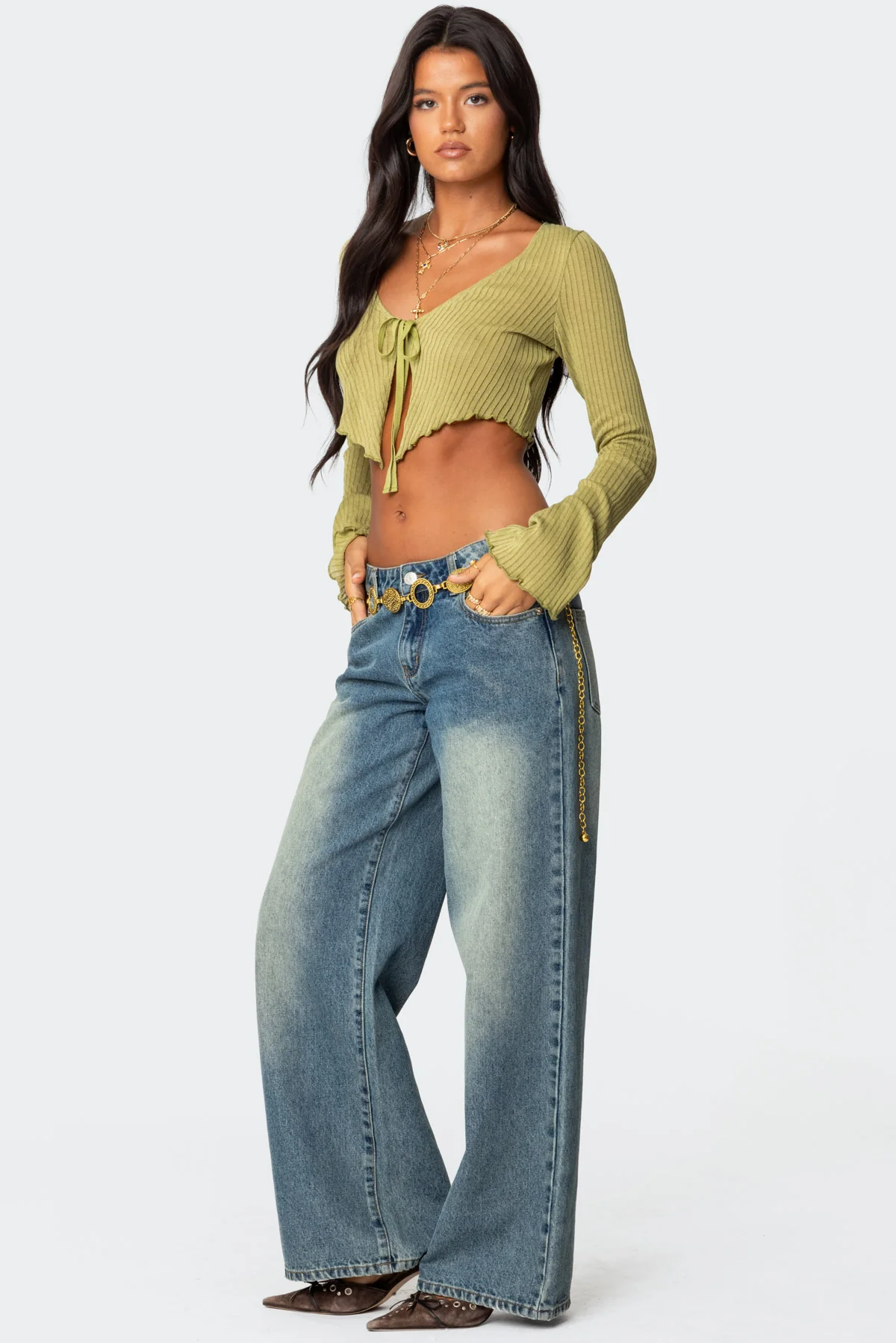 Bekkah Ribbed Knit Tie Front Top - Image 4