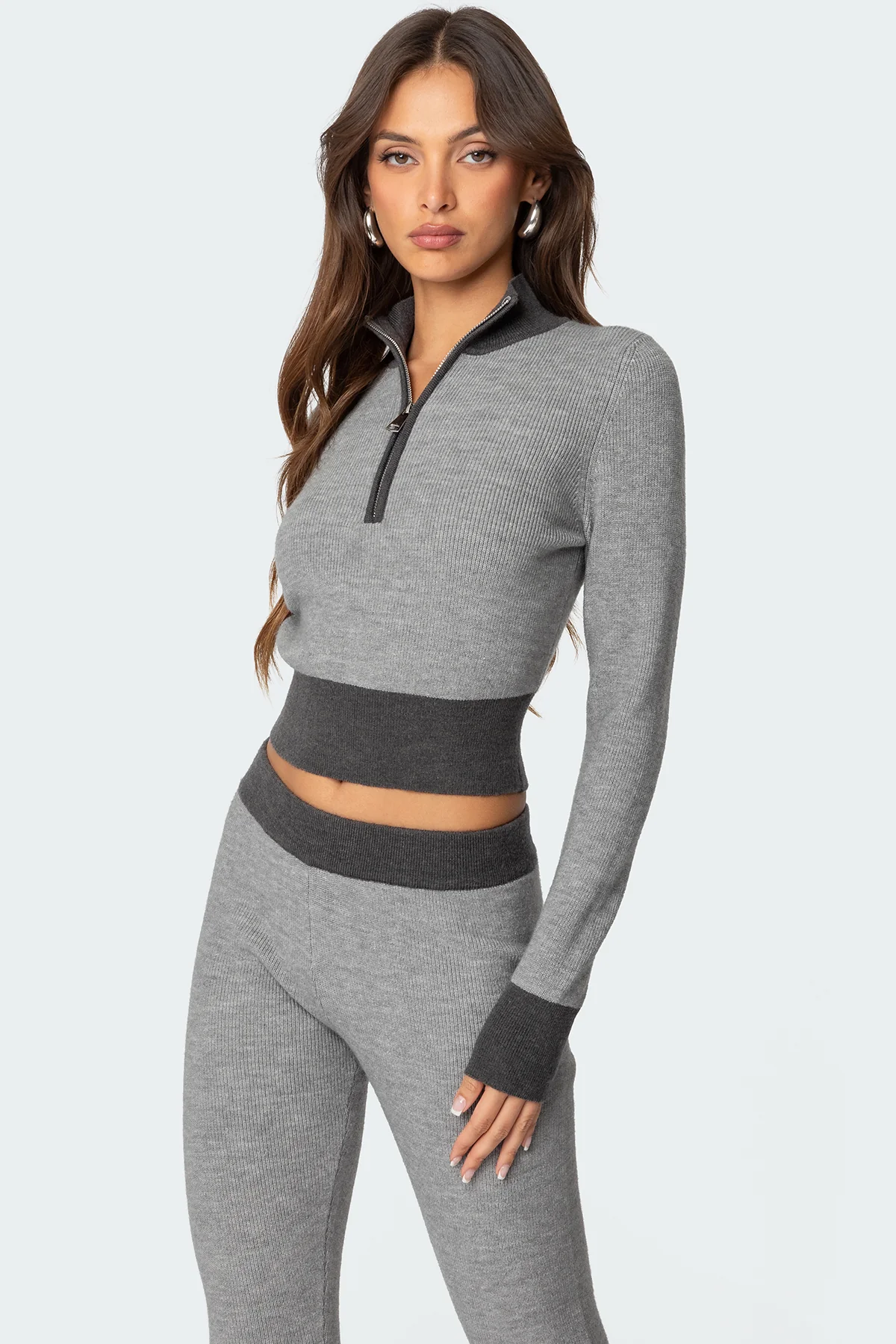Lei Contrast Half Zip Knit Top - Image 3