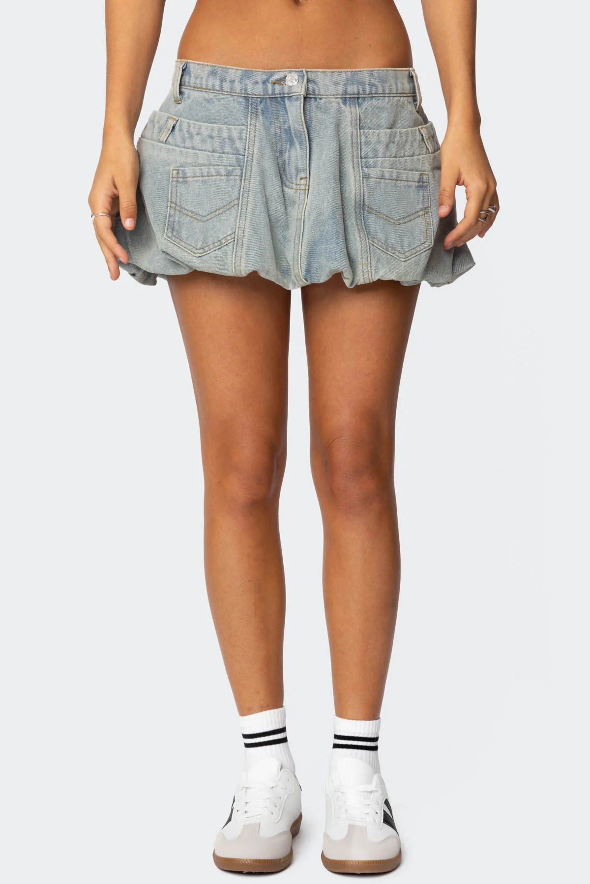 Jodi Denim Bubble Mini Skirt - Image 2