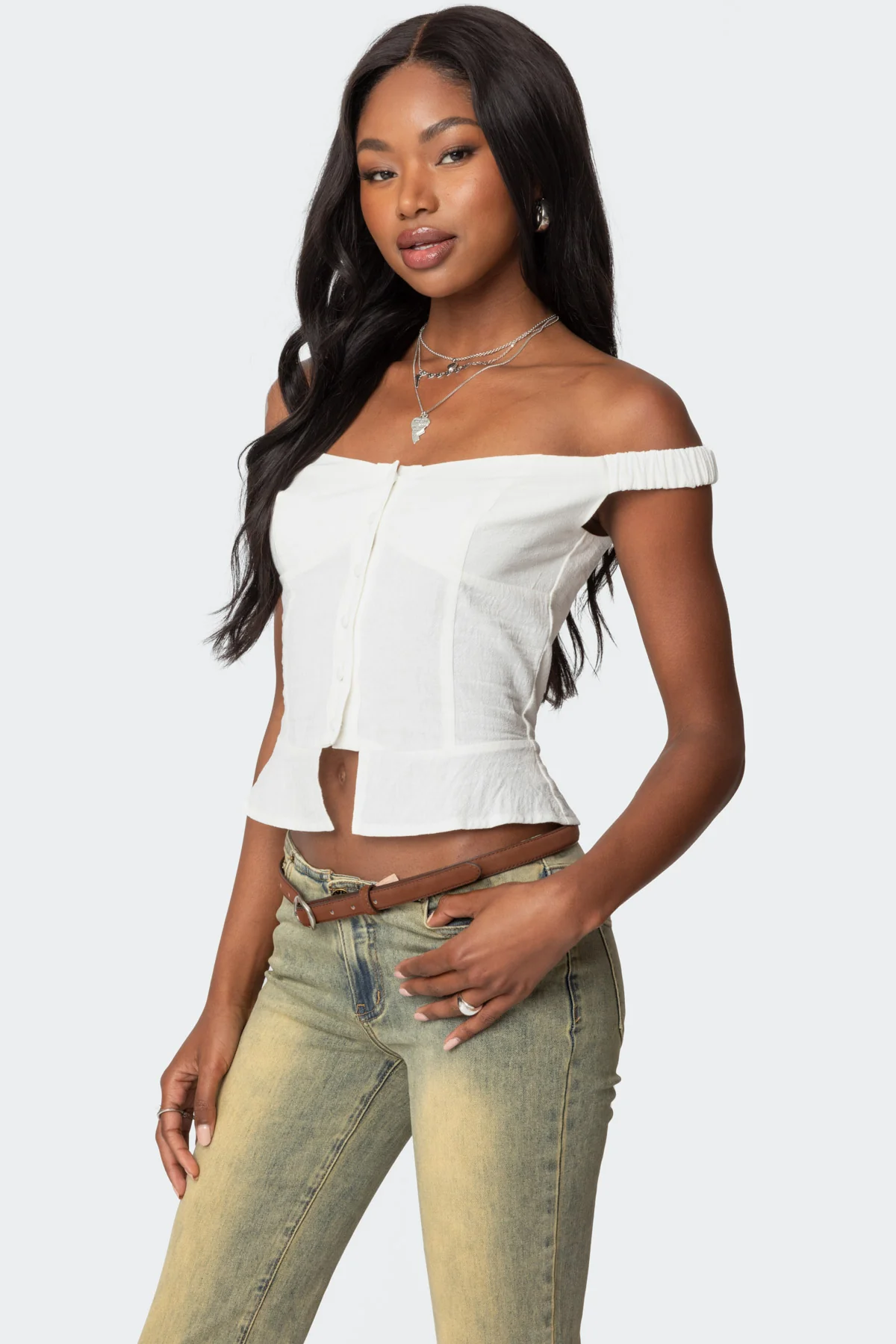 Ali Linen Look Off Shoulder Top - Image 3