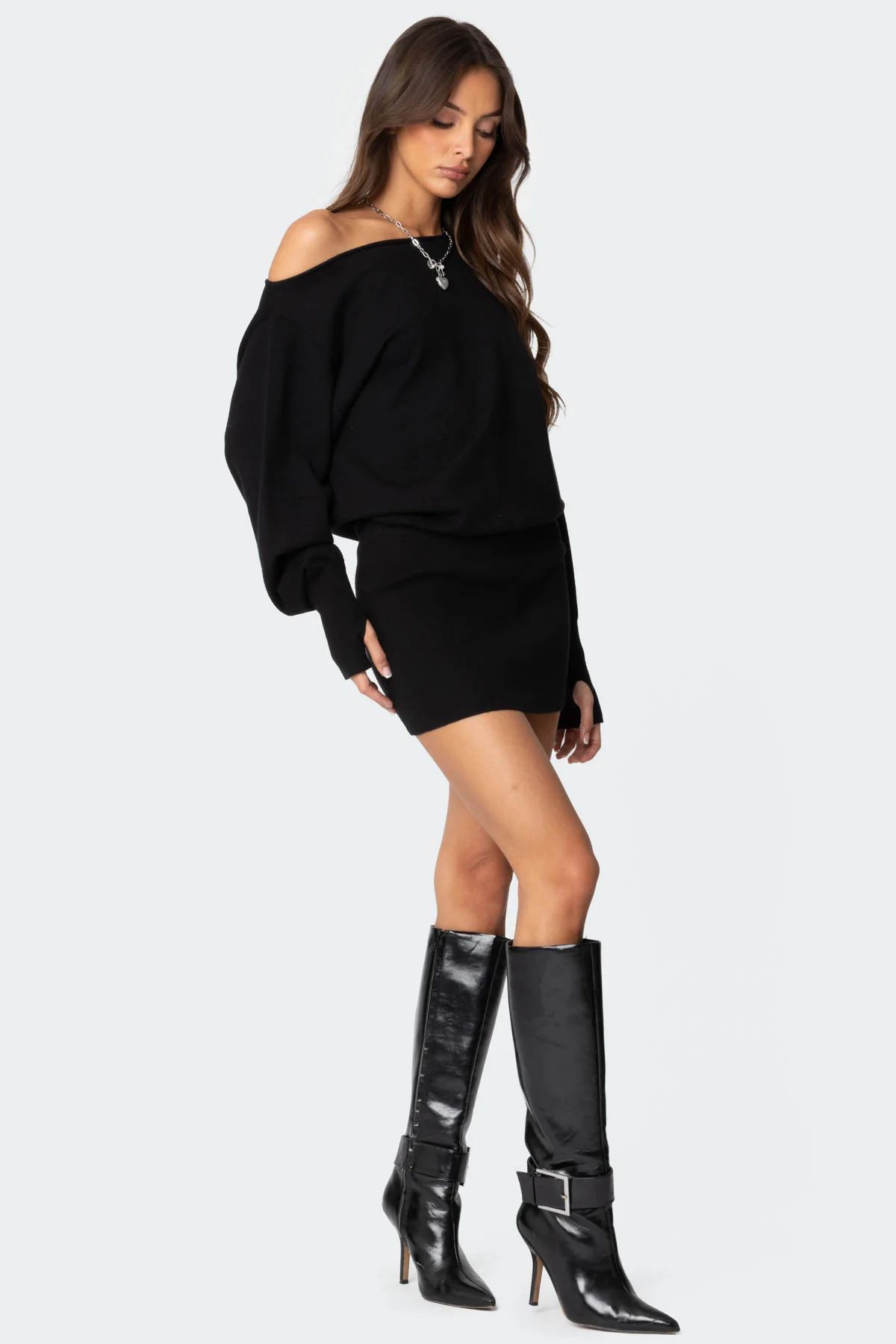 Eve Off Shoulder Knit Mini Dress - Image 3