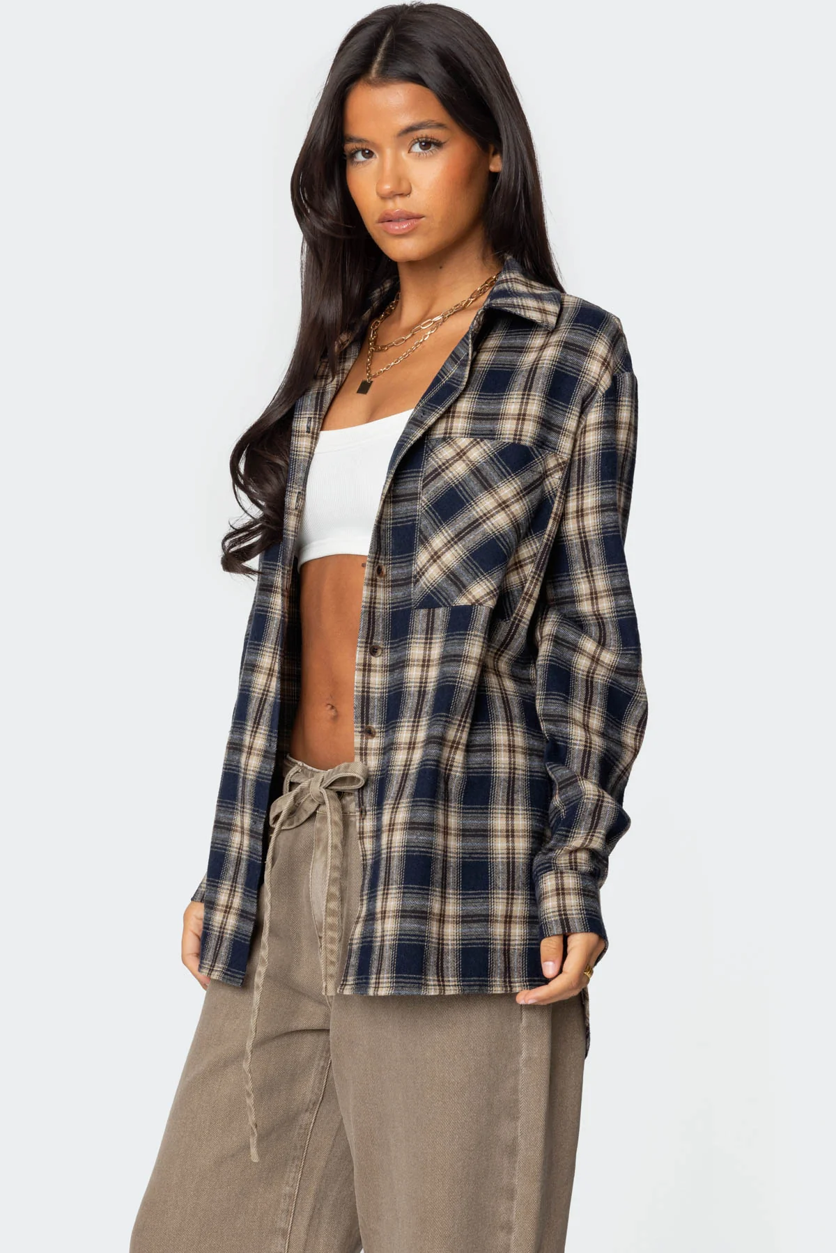 Plaid Flannel Button Up Shirt - Image 3
