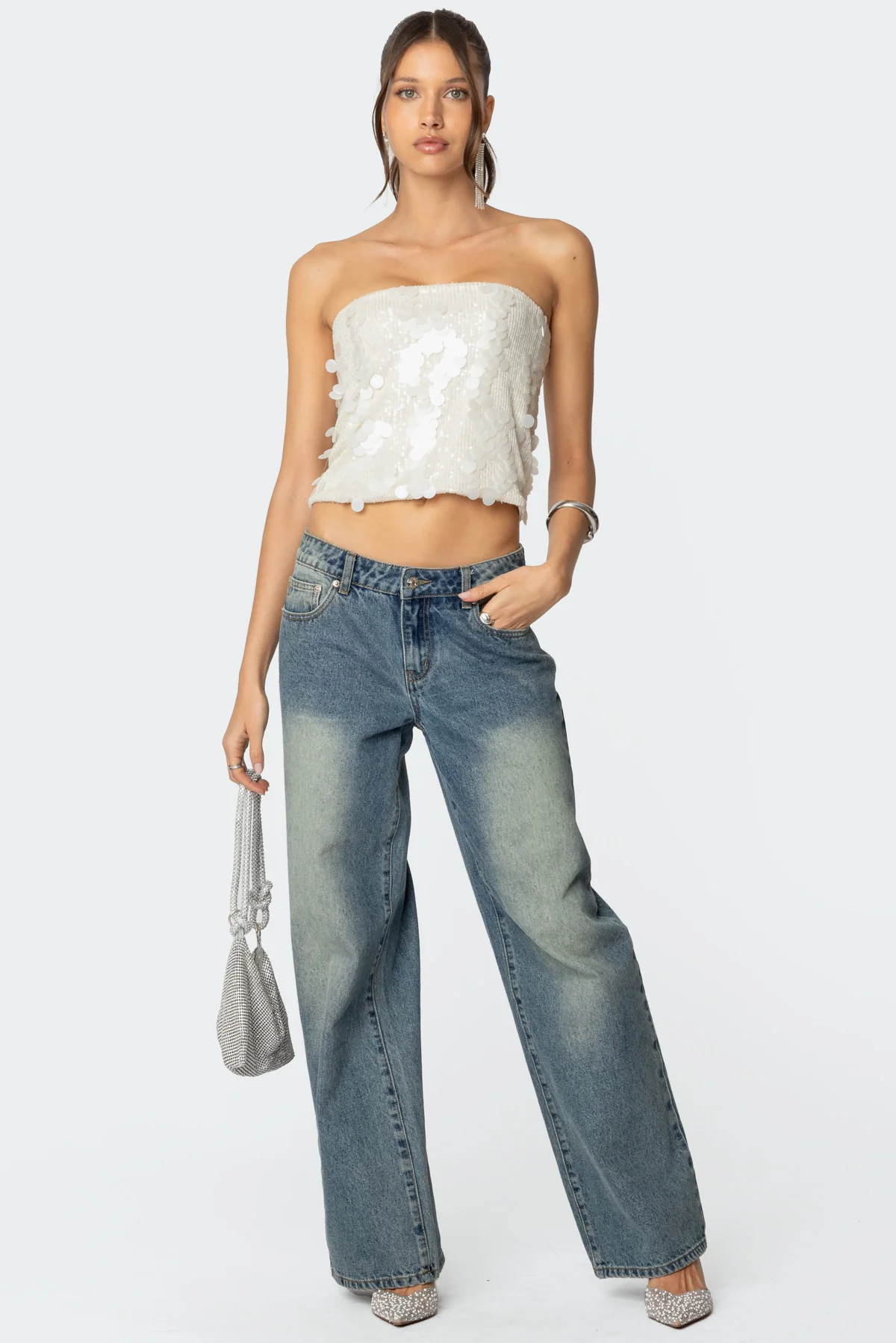 Samara Sequin Strapless Top - Image 2
