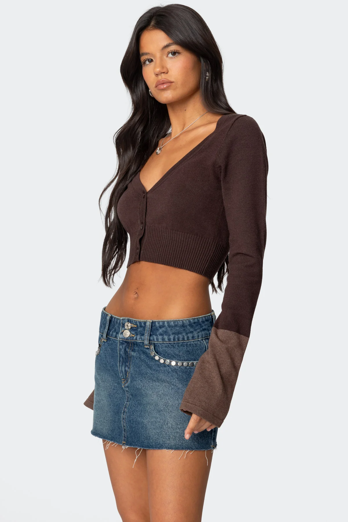 Color Block Flared Sleeve Cardigan - Image 3