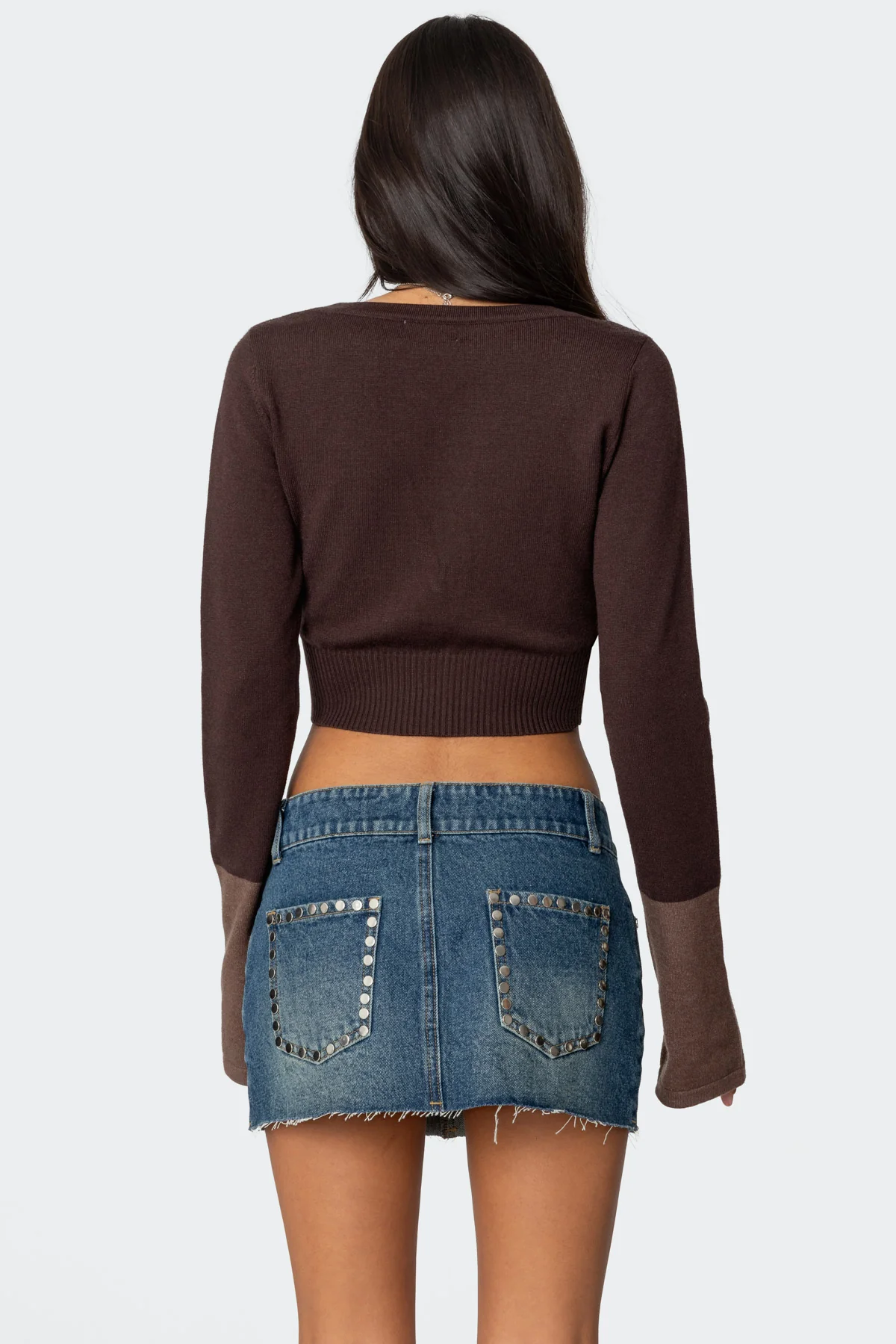 Color Block Flared Sleeve Cardigan - Image 5