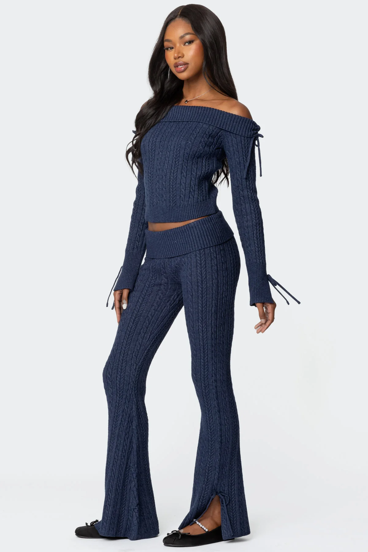 Chase Fold Over Cable Knit Top - Image 4