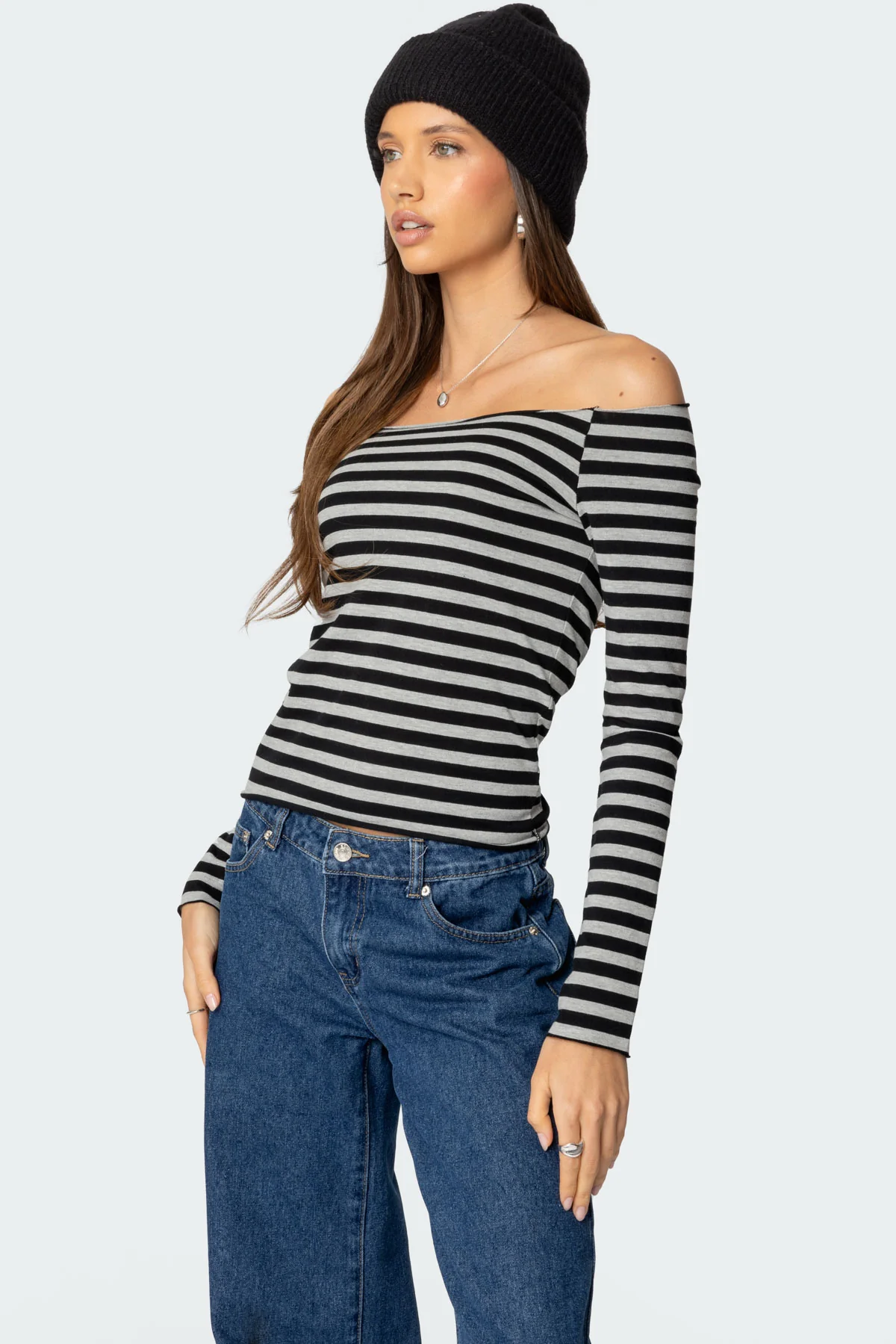 Nelligan Striped Off Shoulder Top - Image 2