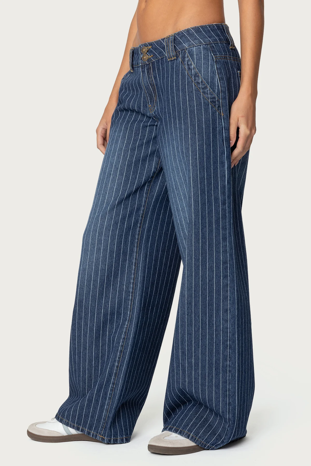 Cory Striped Low Rise Baggy Jeans - Image 4